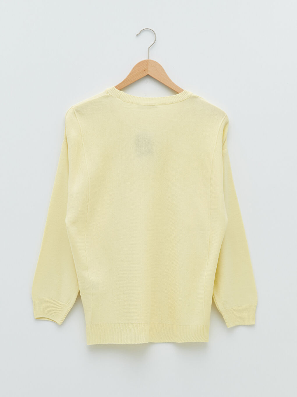 Sarı Bisiklet Yaka Düz Uzun Kollu Kadın Triko Kazak-6