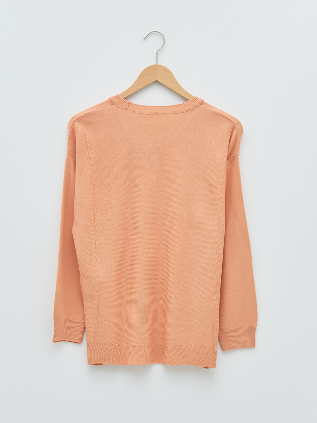 Mercan Bisiklet Yaka Düz Uzun Kollu Kadın Triko Kazak-5