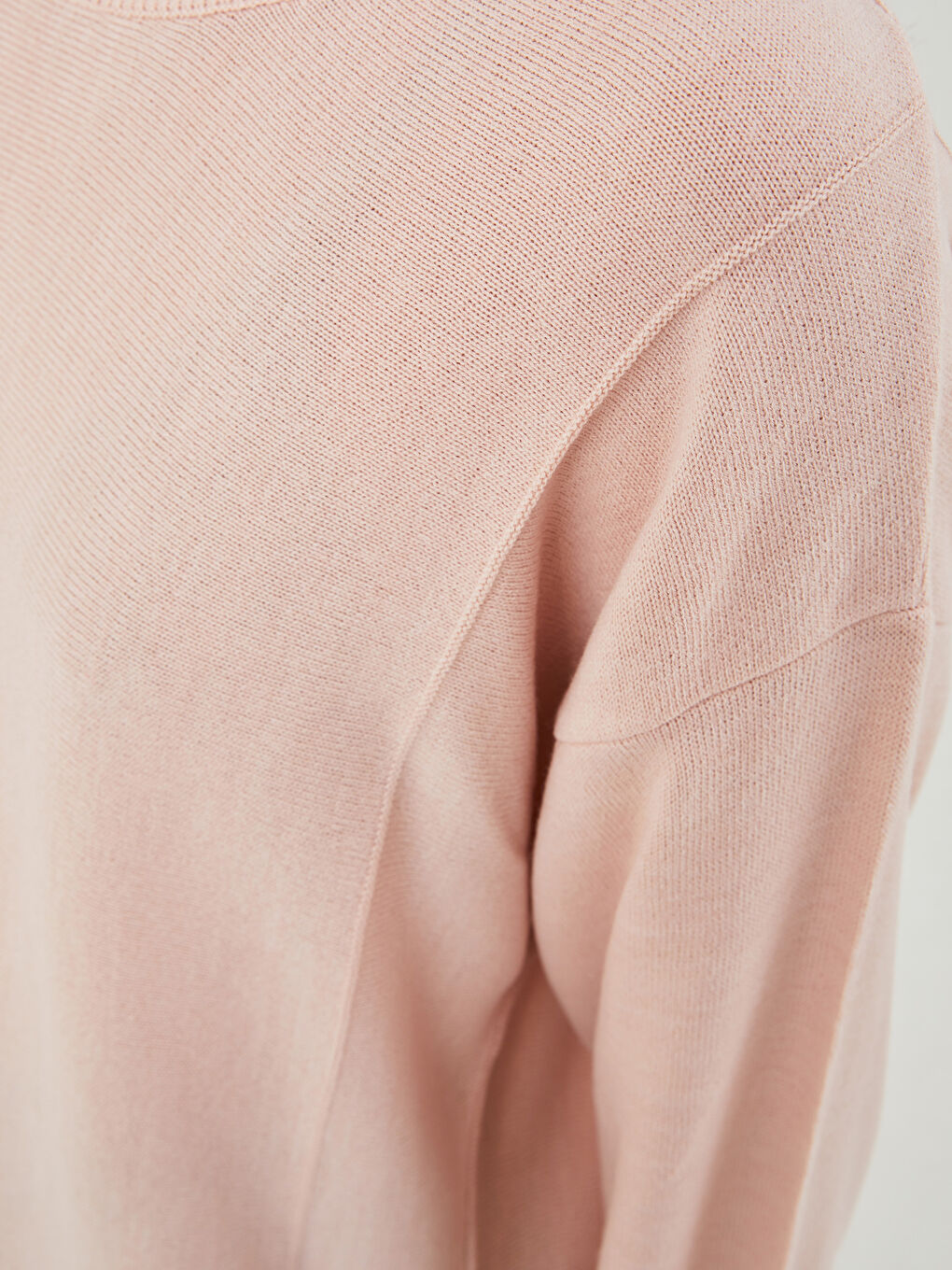 Pembe Bisiklet Yaka Düz Uzun Kollu Kadın Triko Kazak-2