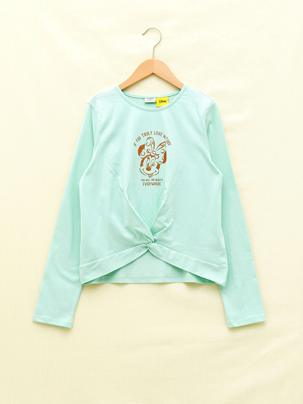 LCW Kids Bisiklet Yaka Minnie Mouse Baskılı Uzun Kollu Kız Çocuk Tişört -W1GU14Z4-FXT