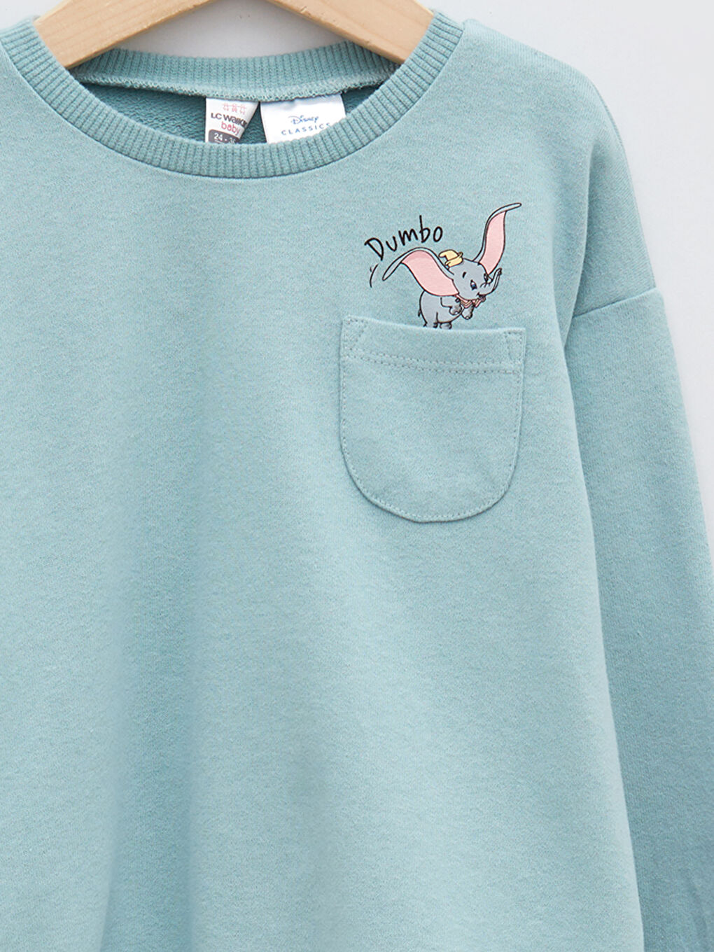 Crew Neck Long Sleeve Dumbo Printed Cotton Baby Girl Sweatshirt-3