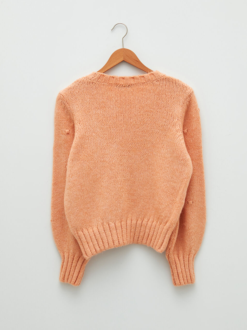 Turuncu Bisiklet Yaka Ponpon Detaylı Uzun Kollu Kadın Triko Kazak-6