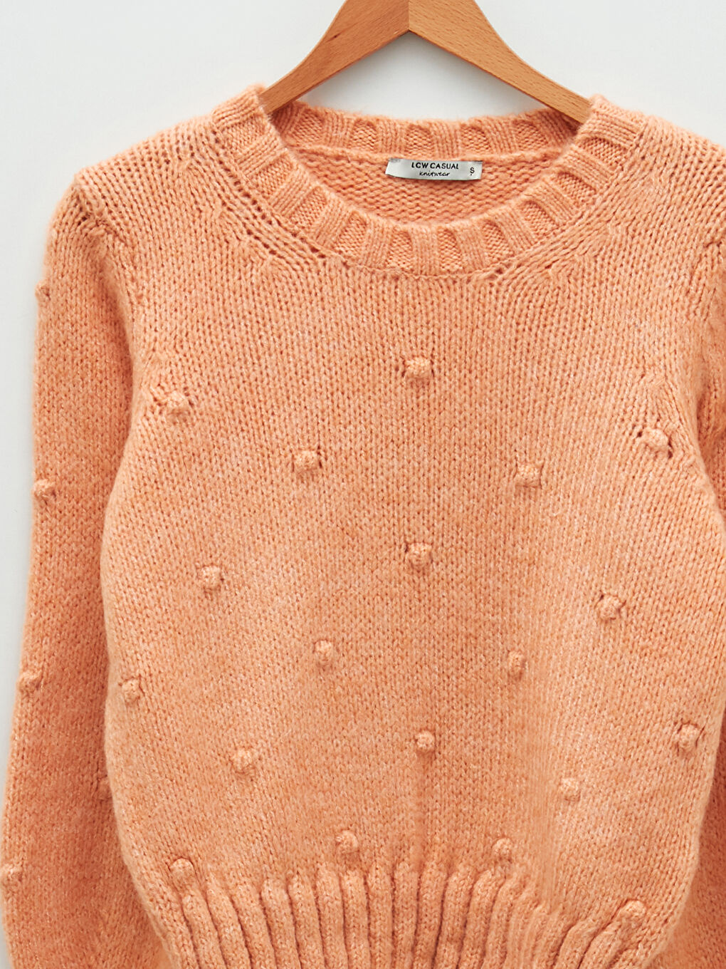 Turuncu Bisiklet Yaka Ponpon Detaylı Uzun Kollu Kadın Triko Kazak-7