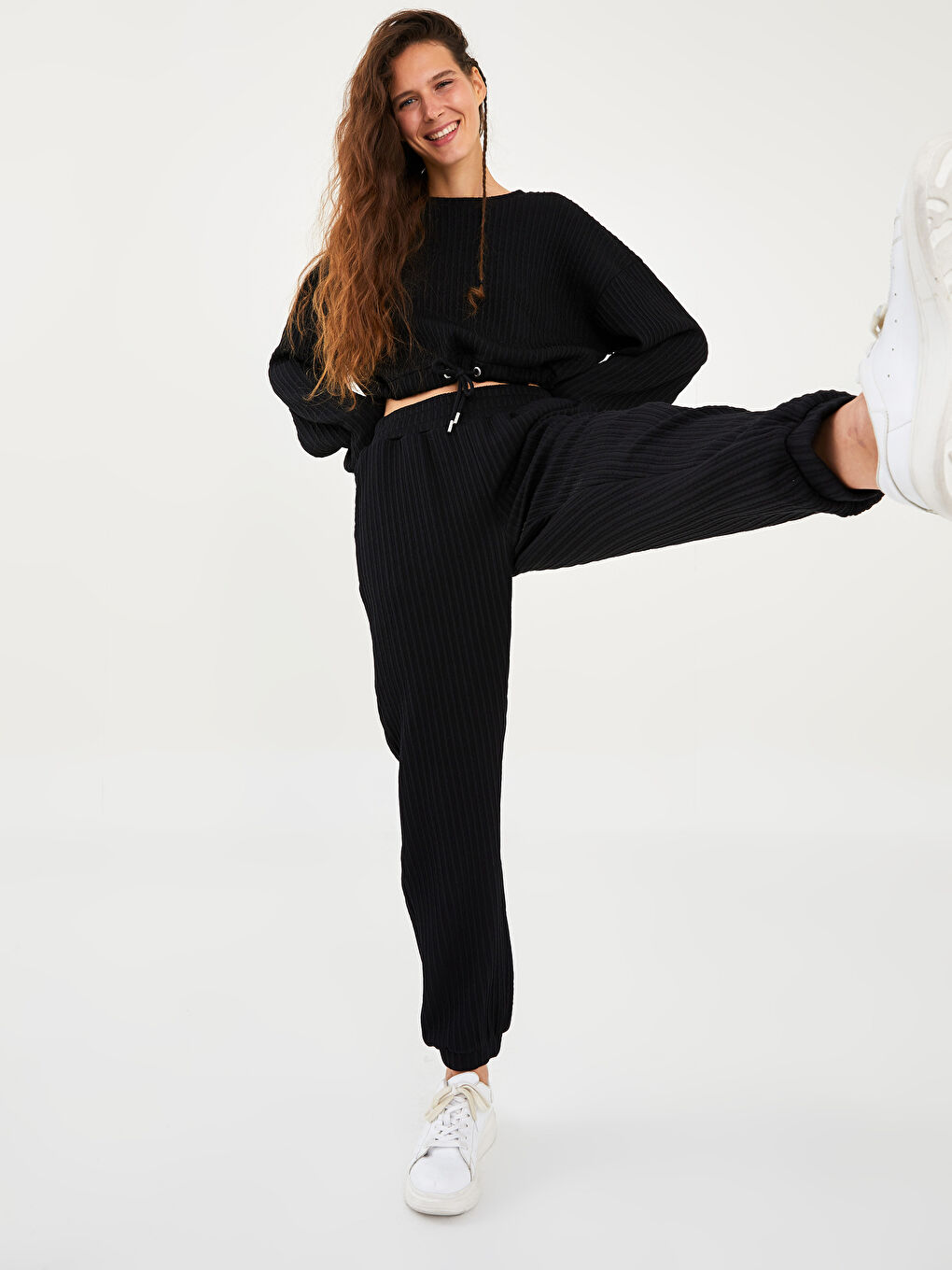 Beli Lastikli Düz Cep Detaylı Kadın Eşofman Altı-2