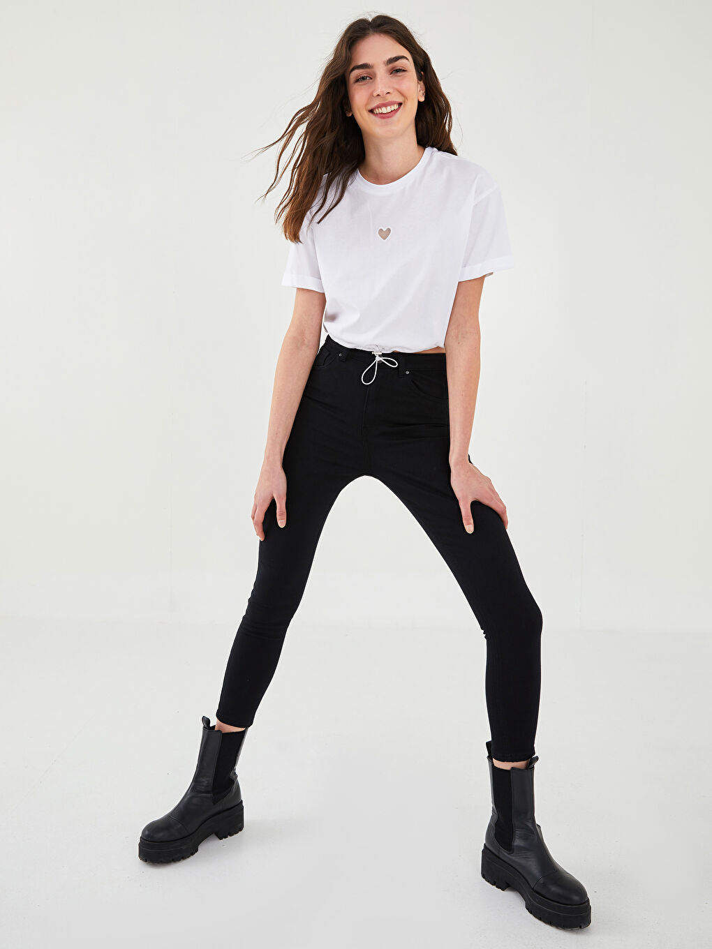 XSIDE Crew Neck Embroidered Short Sleeve Cotton Women's T-Shirt -W1GU93Z8-KE8