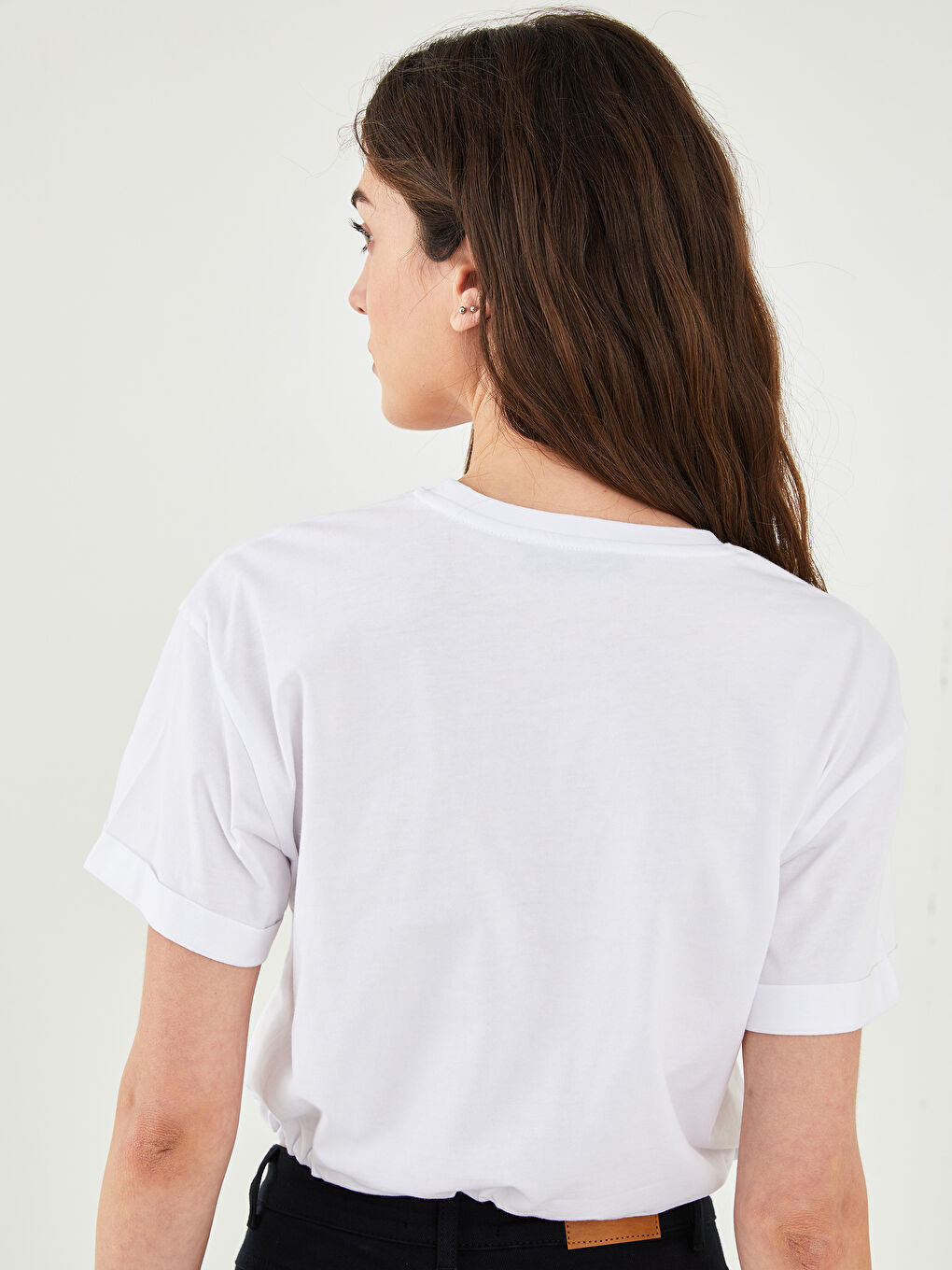 XSIDE Crew Neck Embroidered Short Sleeve Cotton Women's T-Shirt -W1GU93Z8-KE8