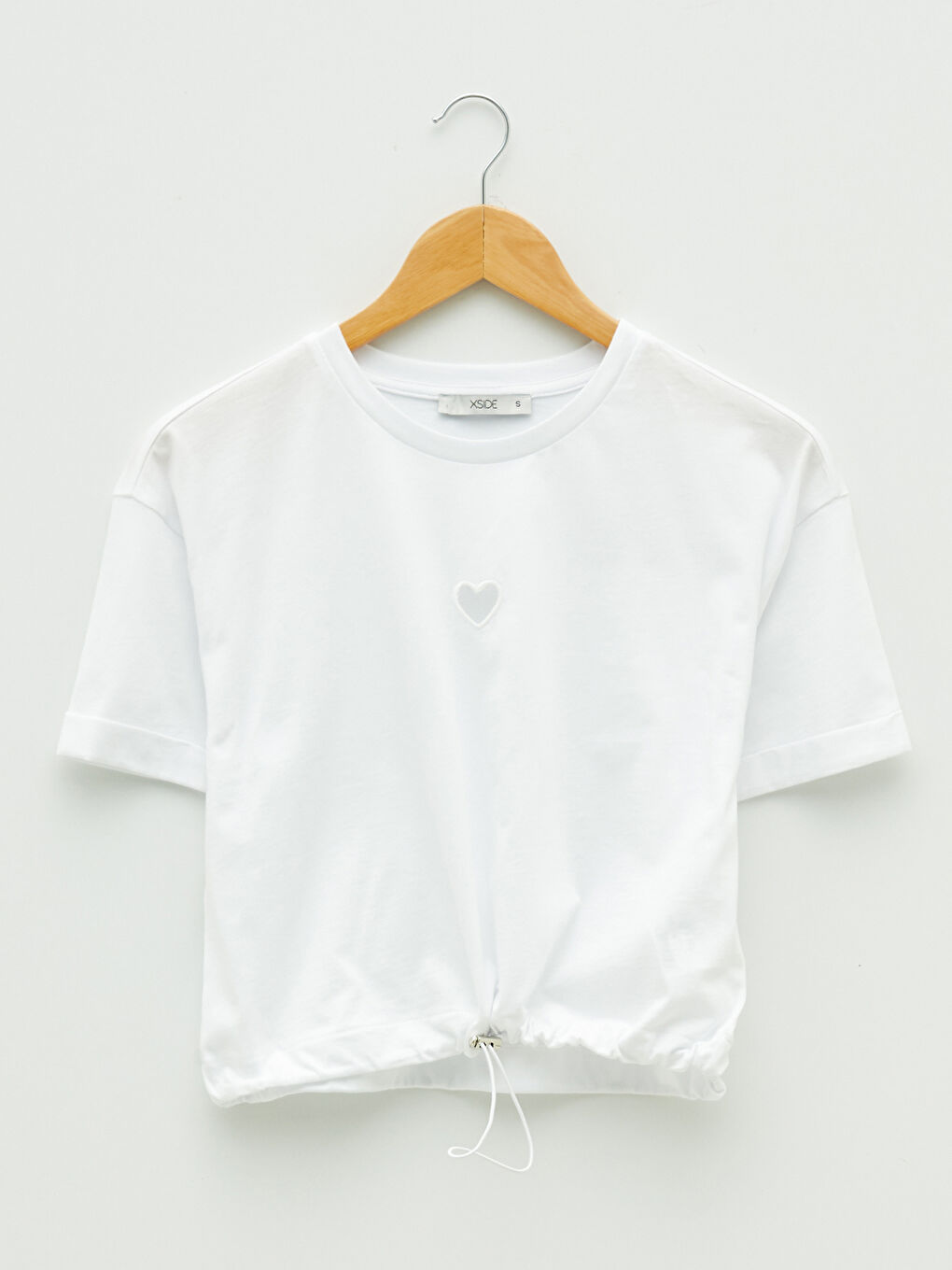 XSIDE Crew Neck Embroidered Short Sleeve Cotton Women's T-Shirt -W1GU93Z8-KE8