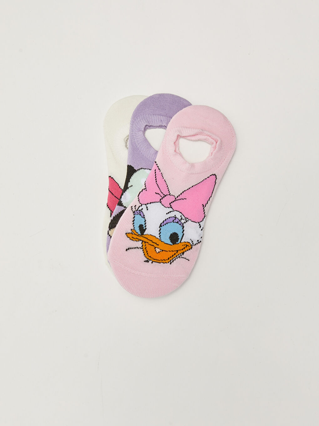 Lila Minnie Mouse Desenli Kız Çocuk Patik Çorap 3'lü