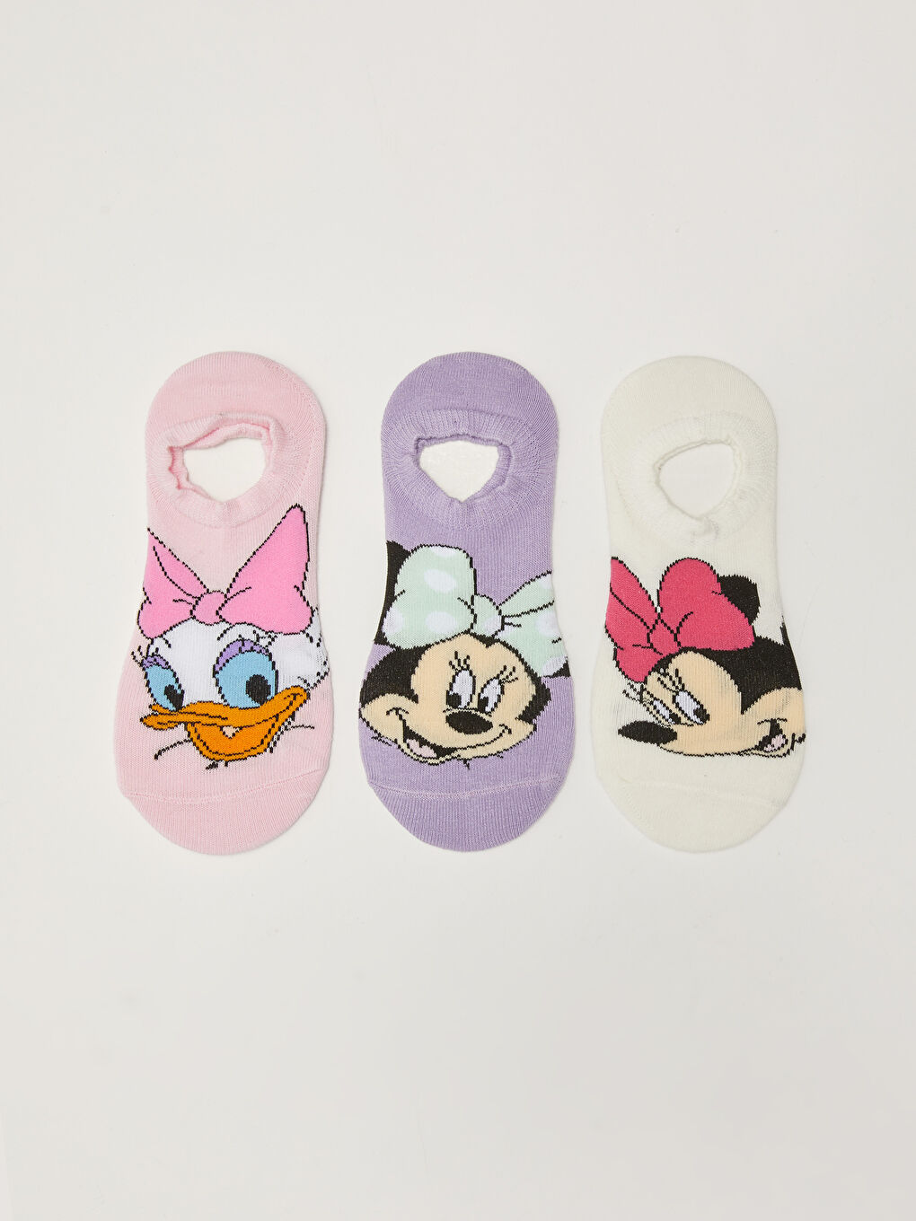 Lila Minnie Mouse Desenli Kız Çocuk Patik Çorap 3'lü-1