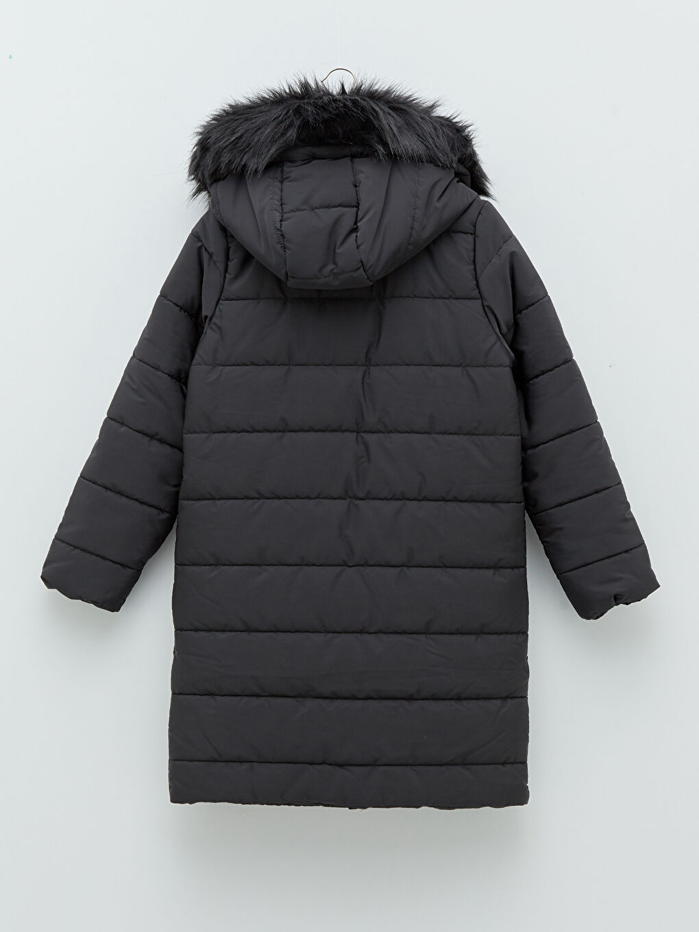 Doudoune Pour Femmes Avec Détail De Fourrure À Capuche Uni Épais À Manches Longues-9