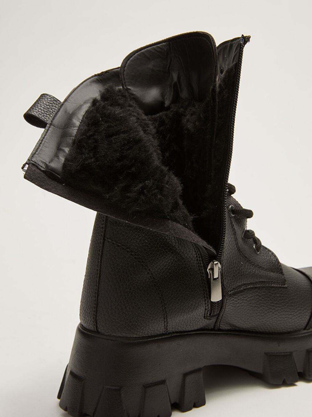 Әйелдерге арналған қалың табанды қар етігі бау және сырмалы ілмек былғары көріністі-4