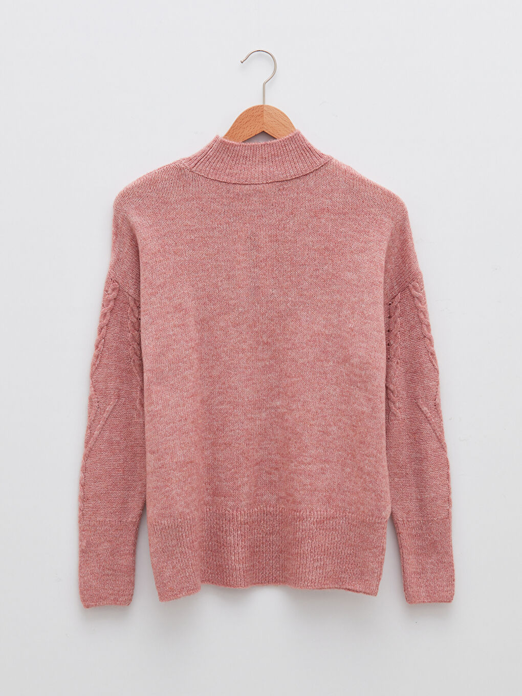 әйелдерге арналған биік жағалы өрнекті ұзын жең трикотаж жемпір-6