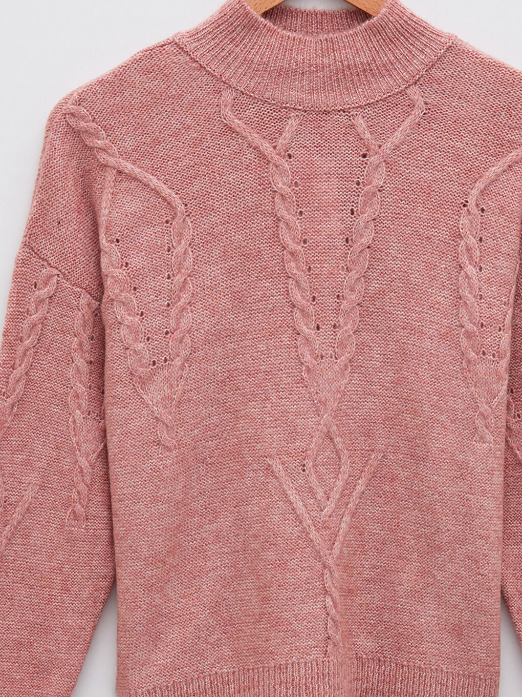 әйелдерге арналған биік жағалы өрнекті ұзын жең трикотаж жемпір-7