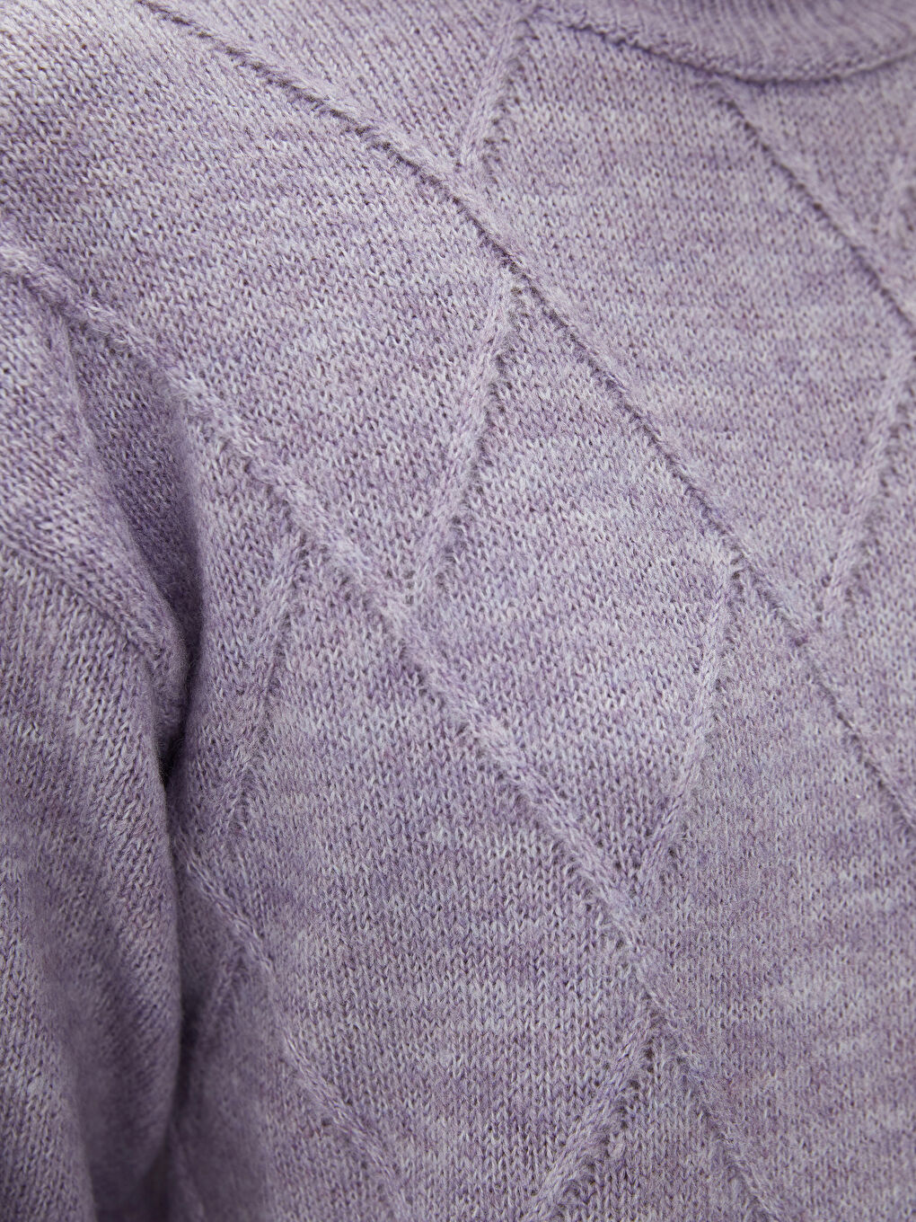 Lila Yarım Balıkçı Yaka Düz Uzun Kollu Kadın Triko Tunik-2