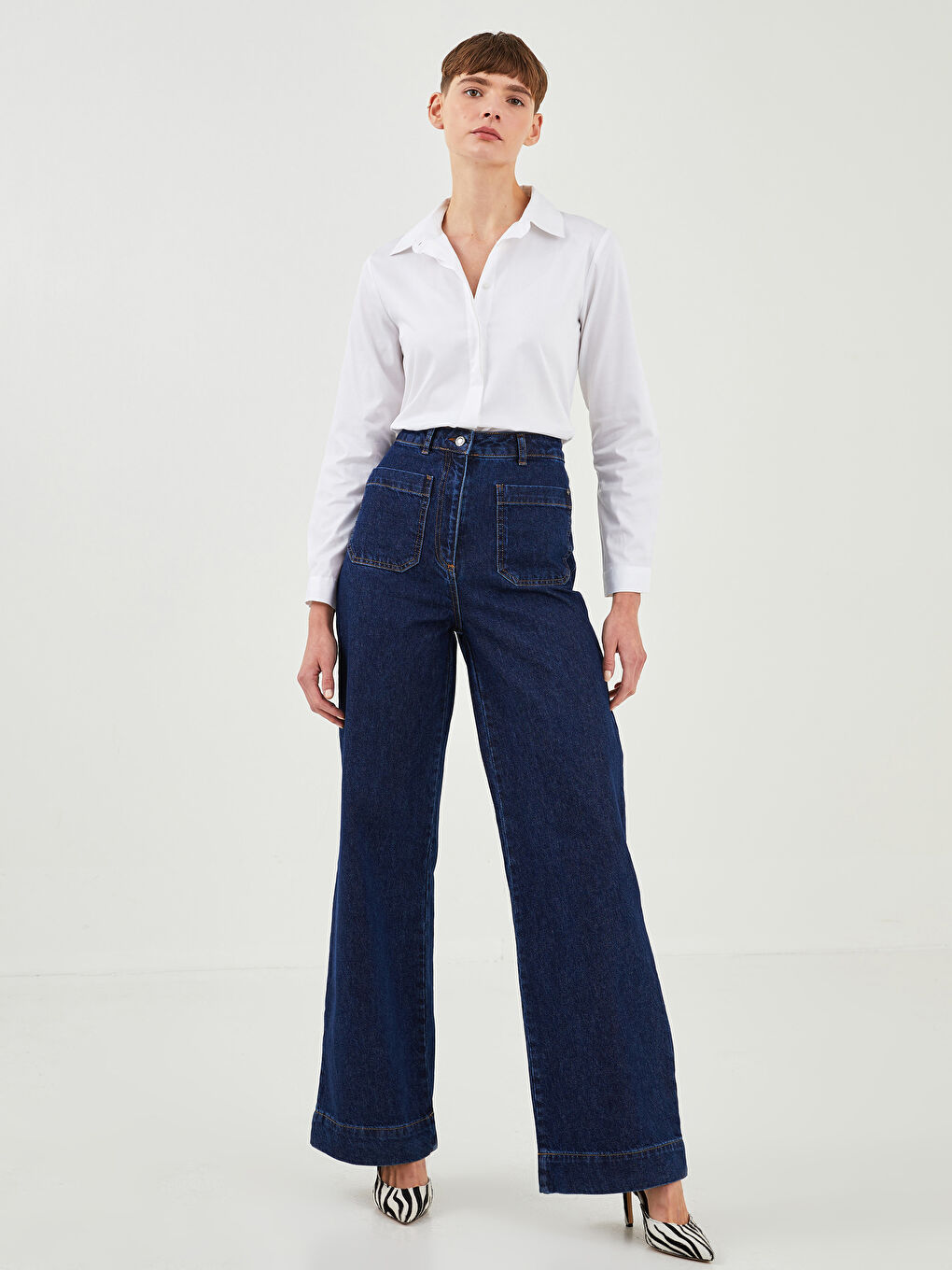 High Waisted Wide Leg Women's Jeans