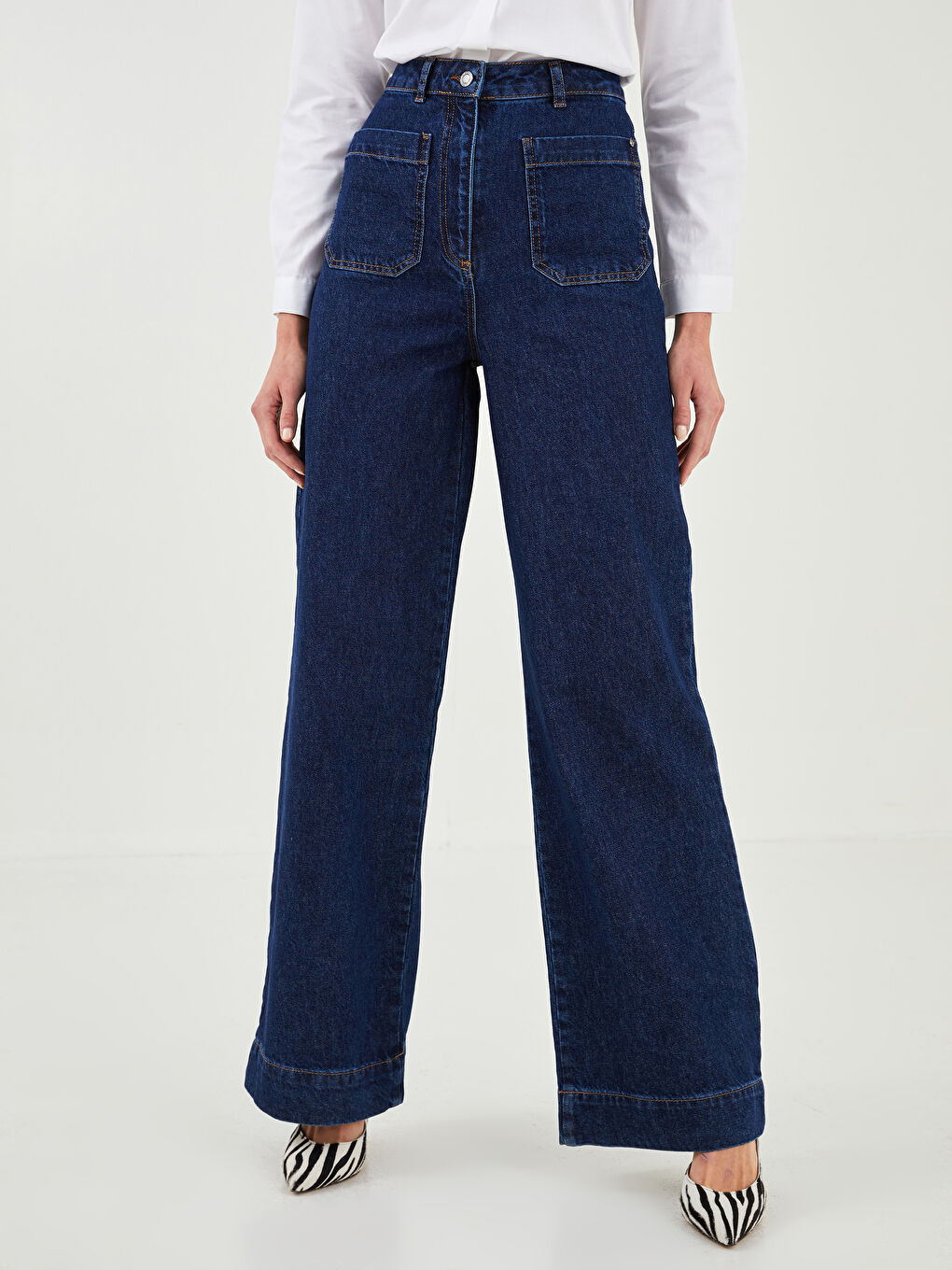 High Waisted Wide Leg Women's Jeans-1