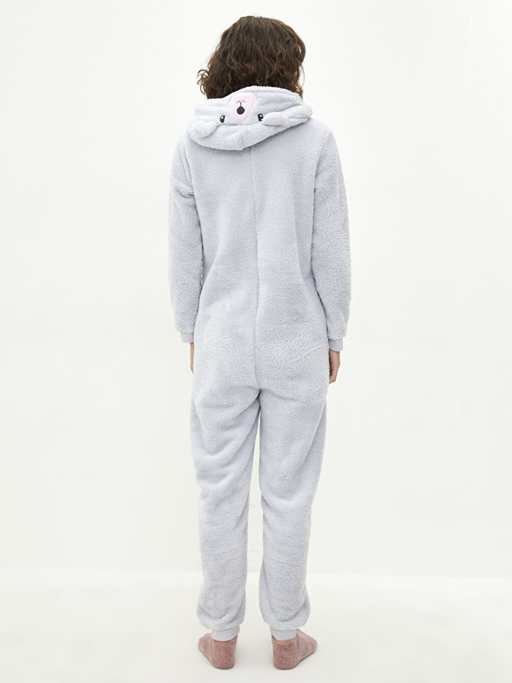 Hooded Embroidered Long Sleeve Plush Women Jumpsuit Pajamas-3