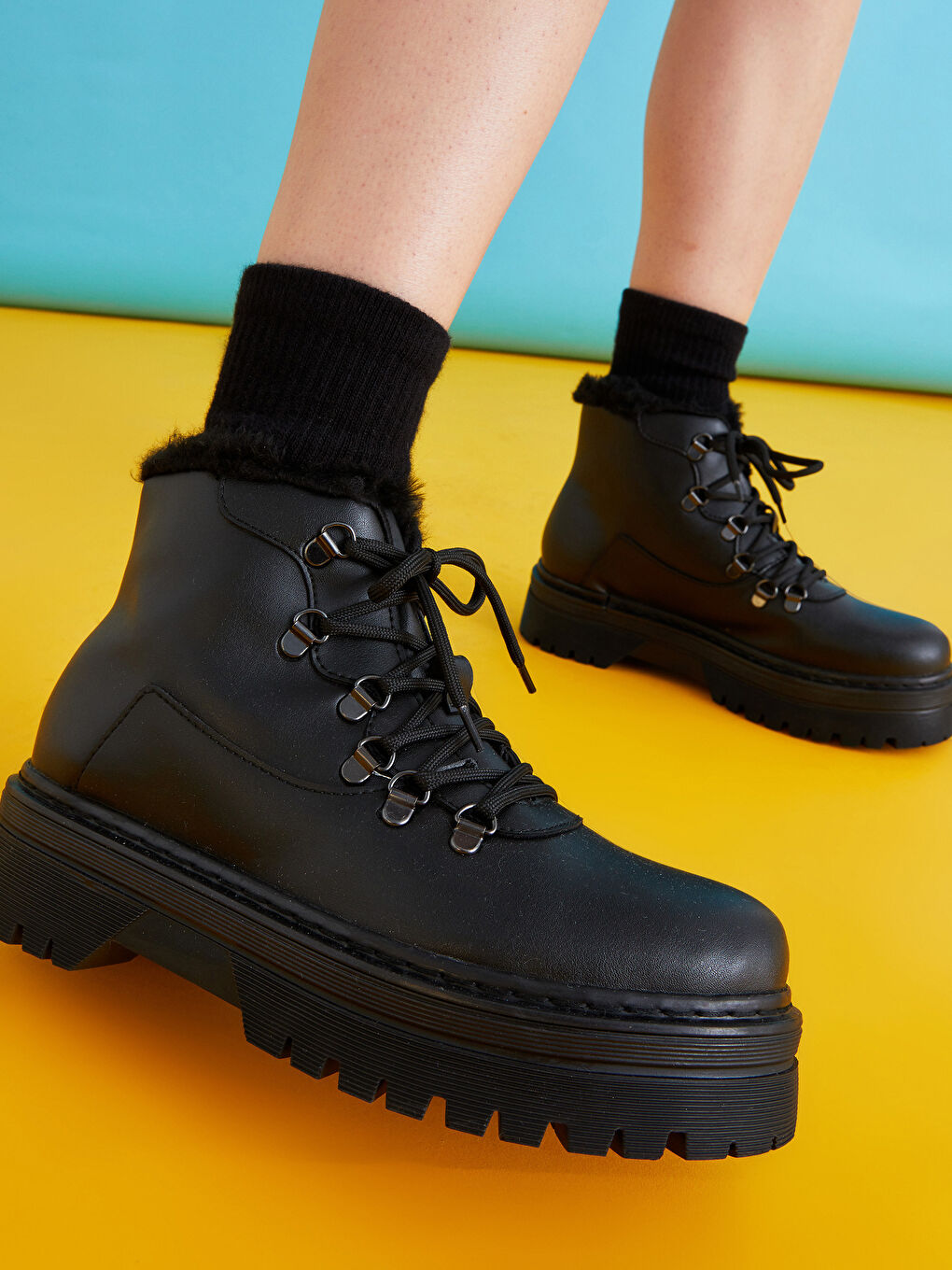 LCW STEPS X-SIDE x Aleyna Kalaycıoğlu Women's Leather Look Thick Heeled Boots -W1GY33Z8-HUC