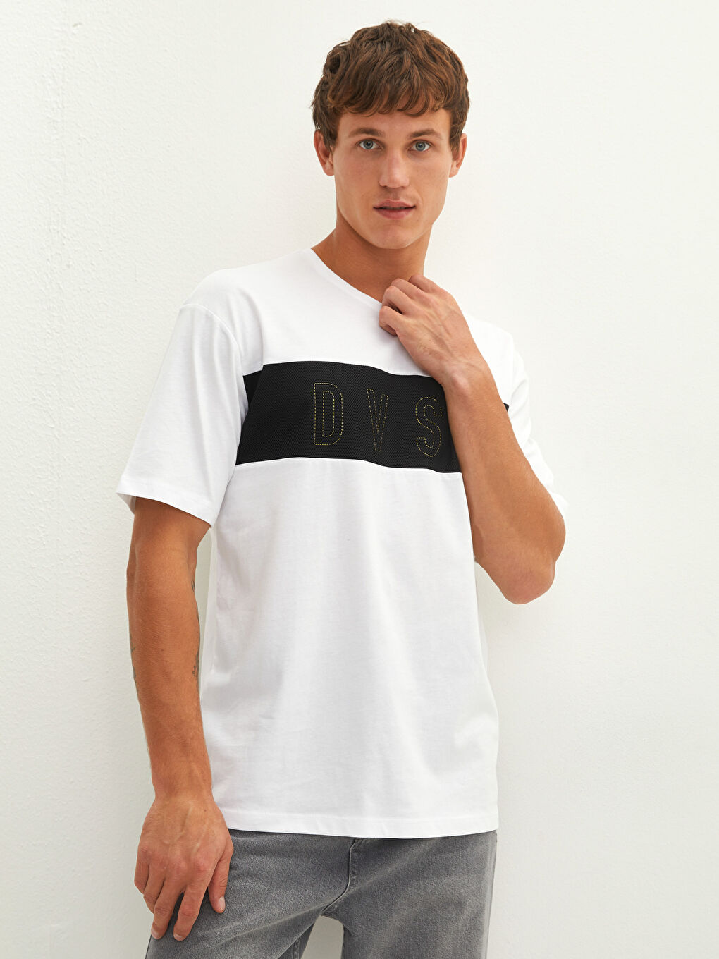 Crew Neck Short Sleeve Color Block Jersey Men's T-Shirt