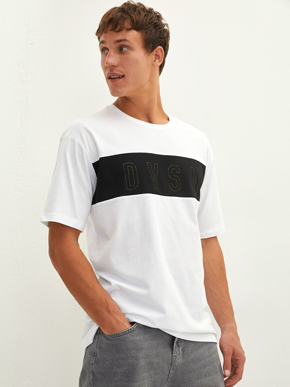 Crew Neck Short Sleeve Color Block Jersey Men's T-Shirt-1