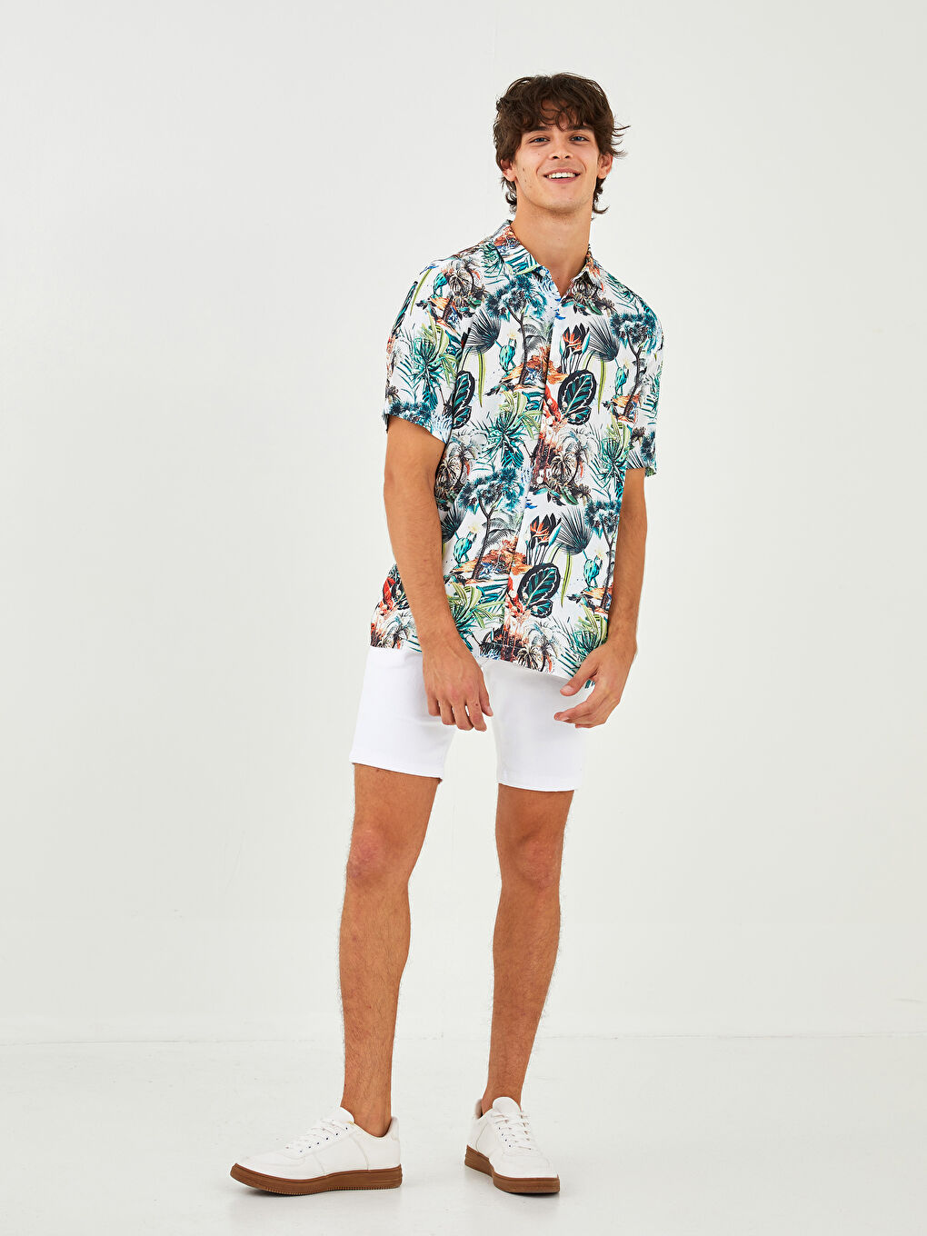 Regular Fit Short Sleeve Patterned Men's Shirt-2