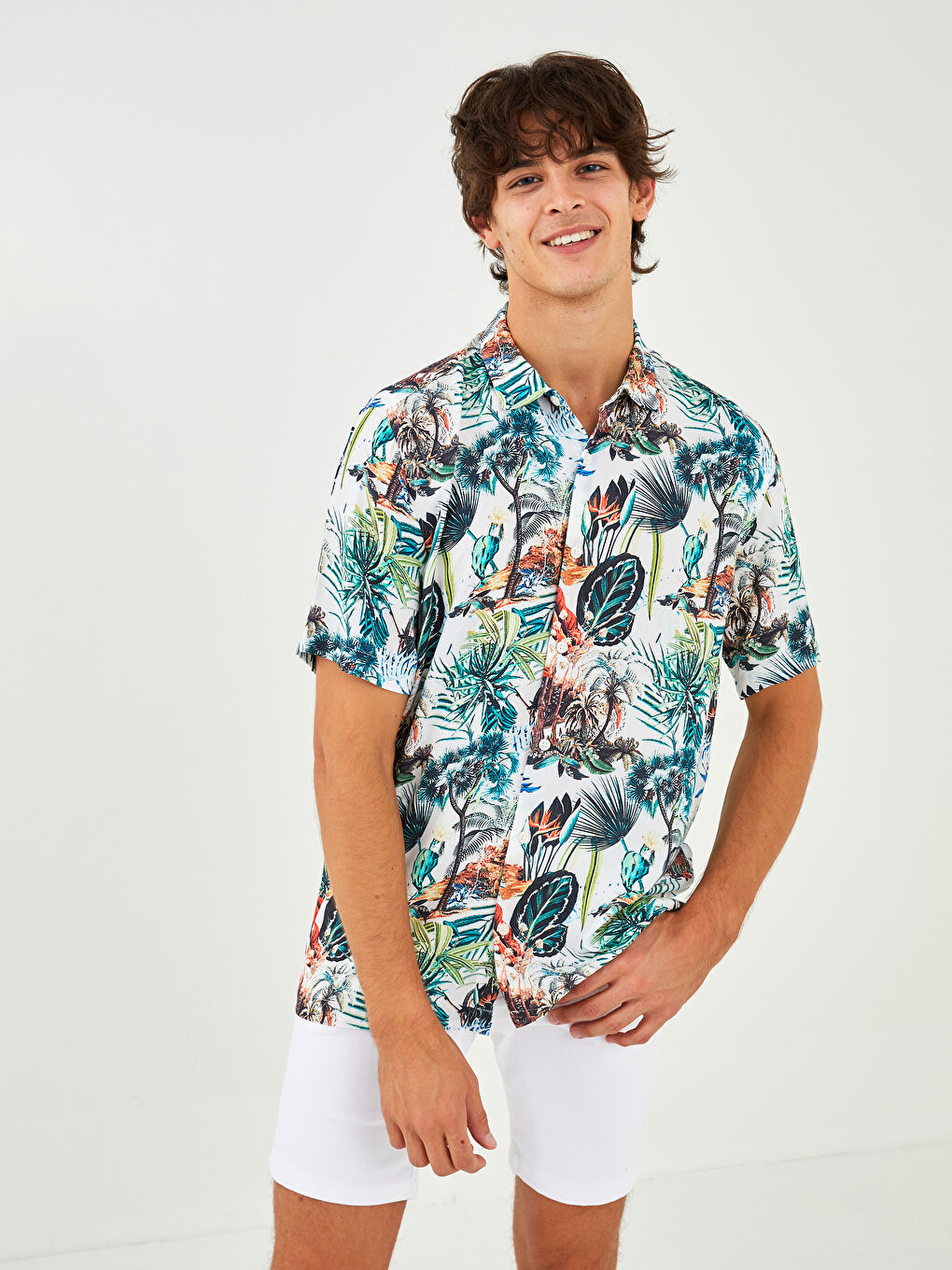 Regular Fit Short Sleeve Patterned Men's Shirt-3