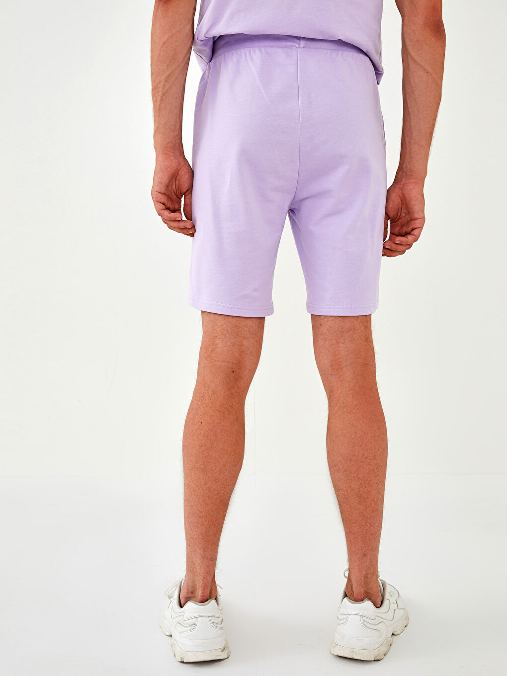 Lila Standart Kalıp Örme Erkek Şort-3