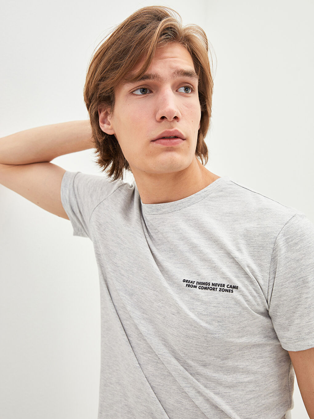 Crew Neck Short Sleeve Printed Combed Cotton Men's T-shirt -W1H009Z8-LAL