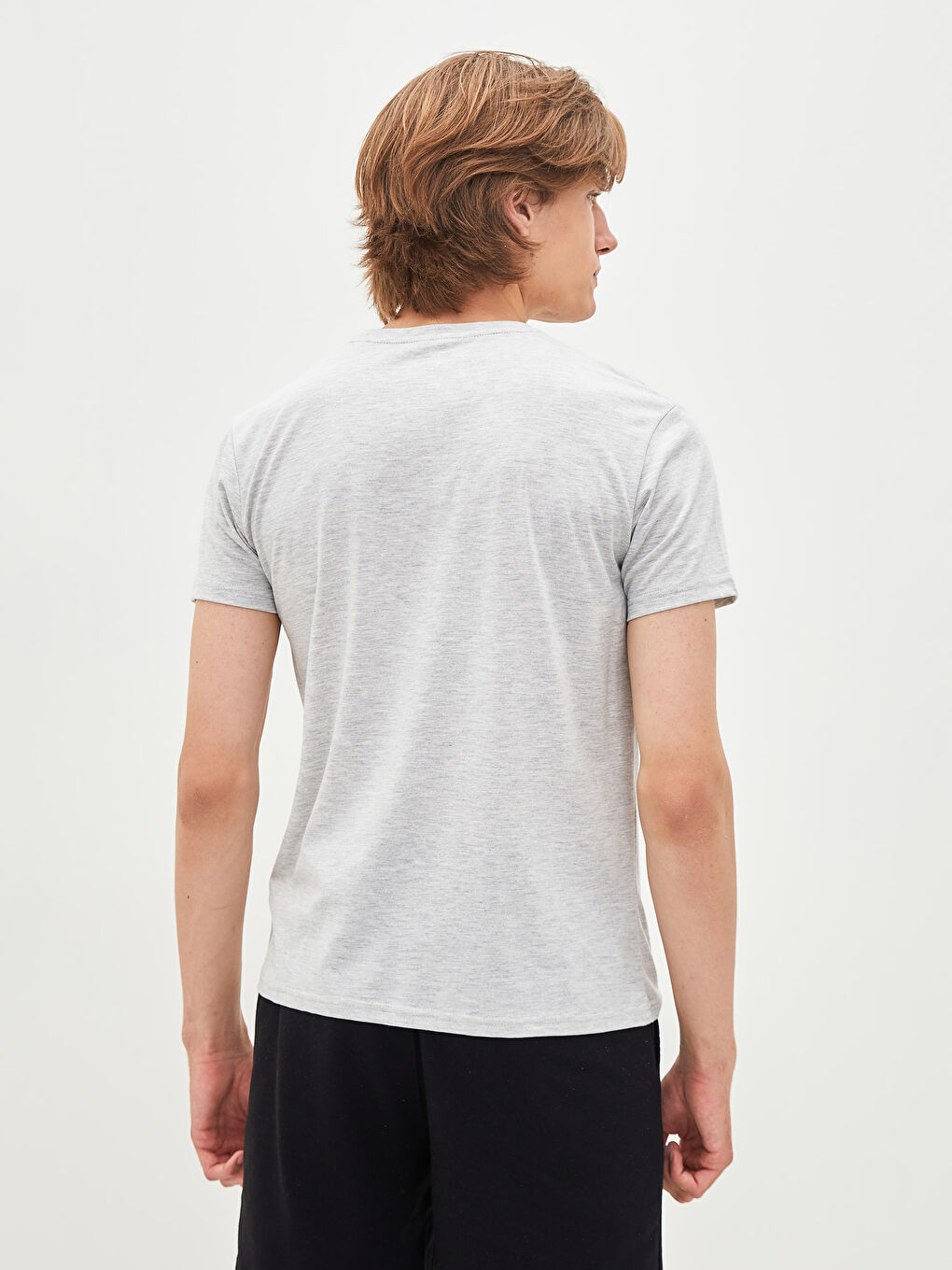 Crew Neck Short Sleeve Printed Combed Cotton Men's T-shirt -W1H009Z8-LAL