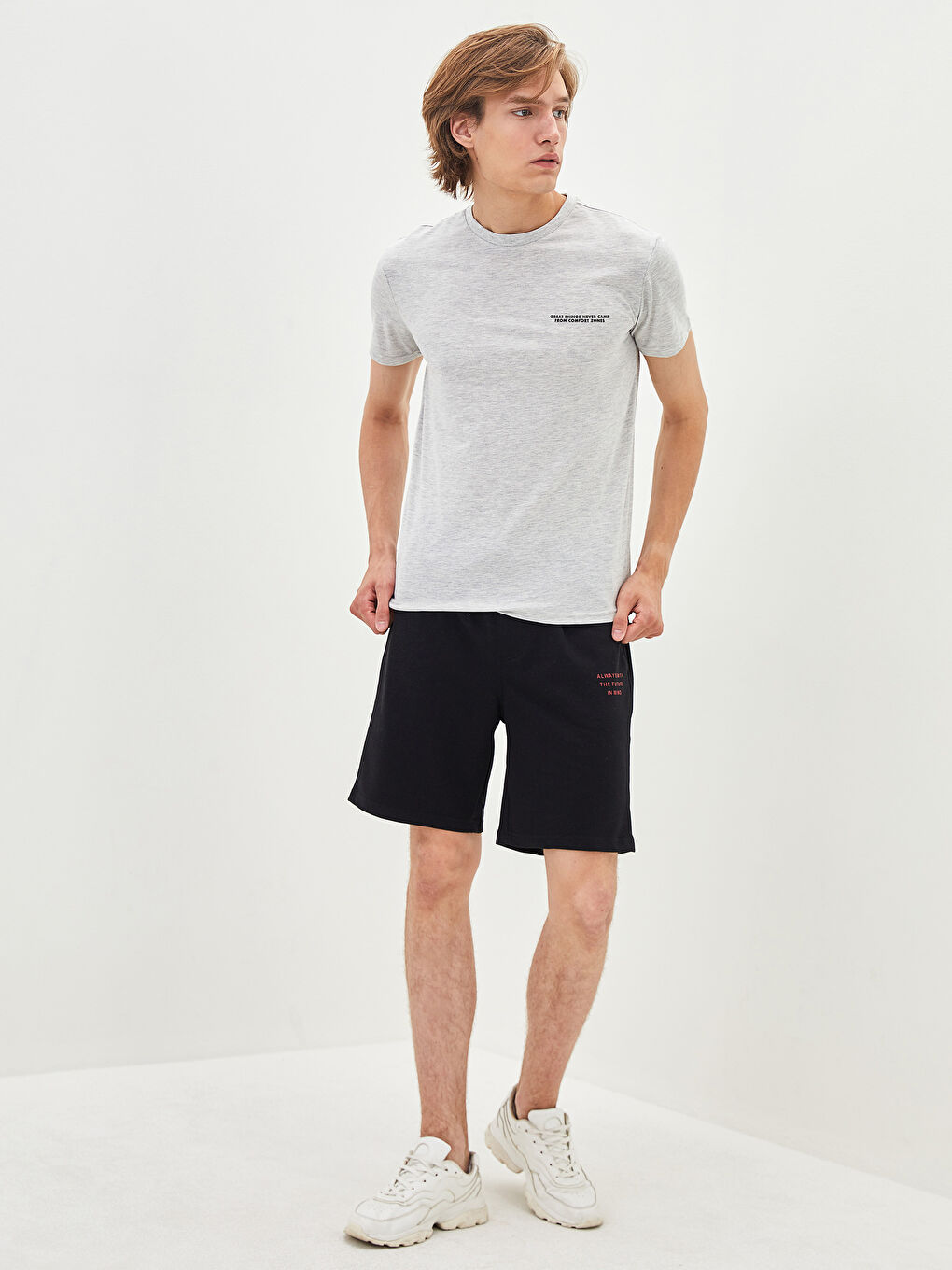 Crew Neck Short Sleeve Printed Combed Cotton Men's T-shirt -W1H009Z8-LAL