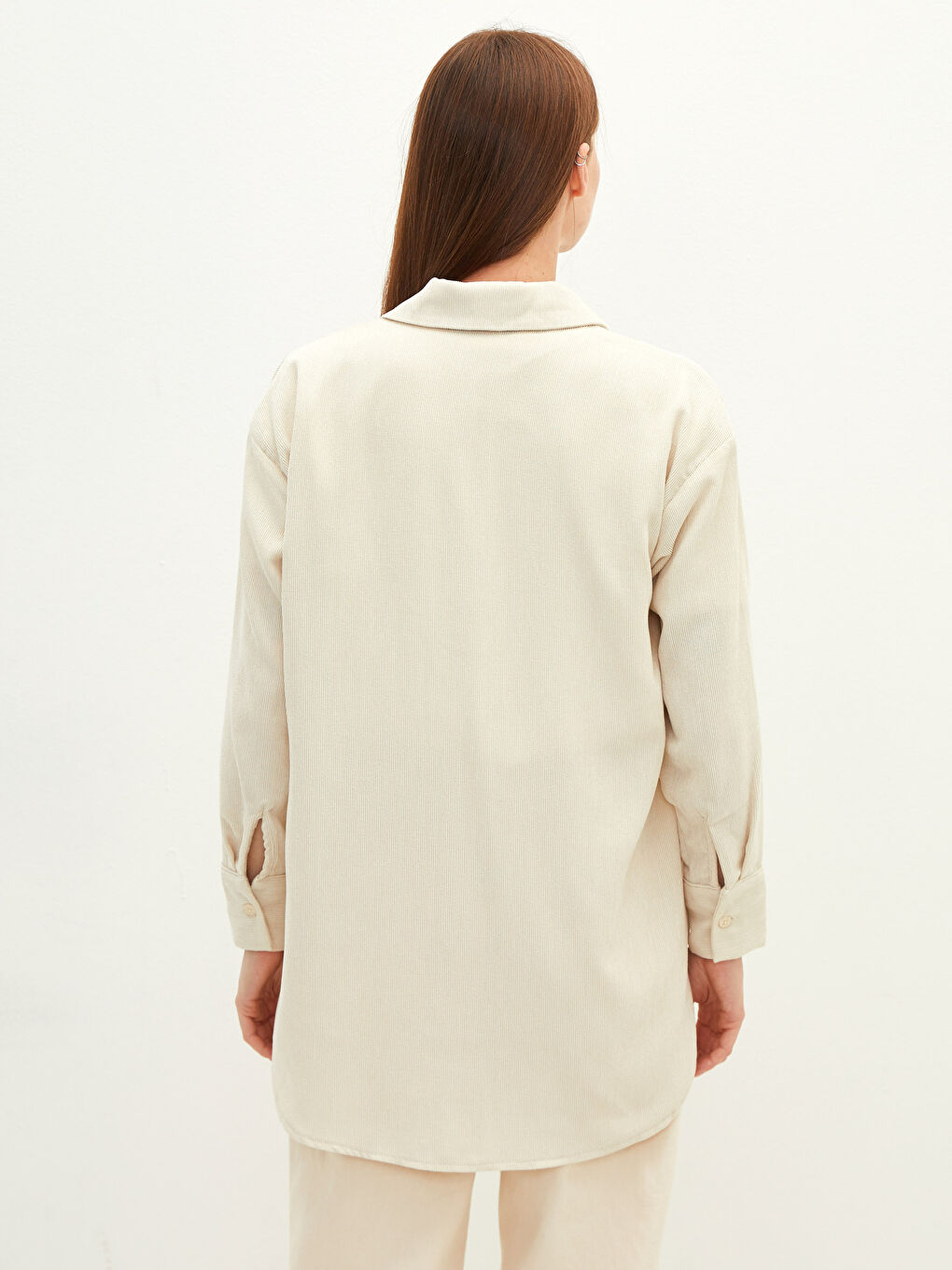 LCW Modest Plain Long Sleeve Oversize Velvet Women's Shirt Tunic -W1H036Z8-RQH