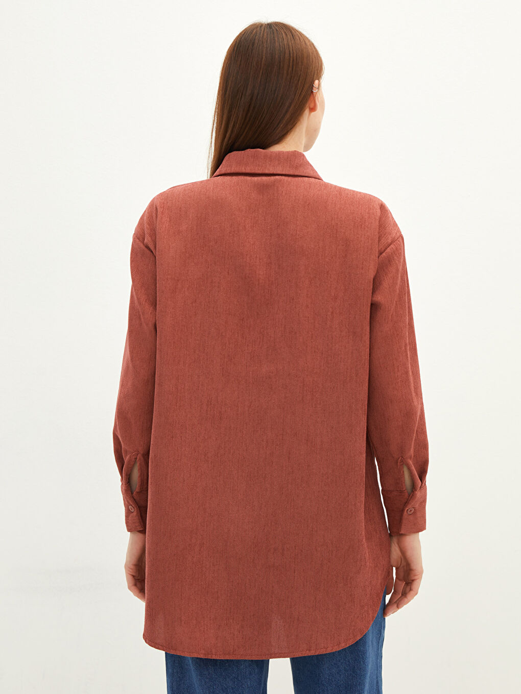 LCW Modest Schlichte Langarm Oversize Samt Damen Hemd-Tunika -W1H036Z8-RYH