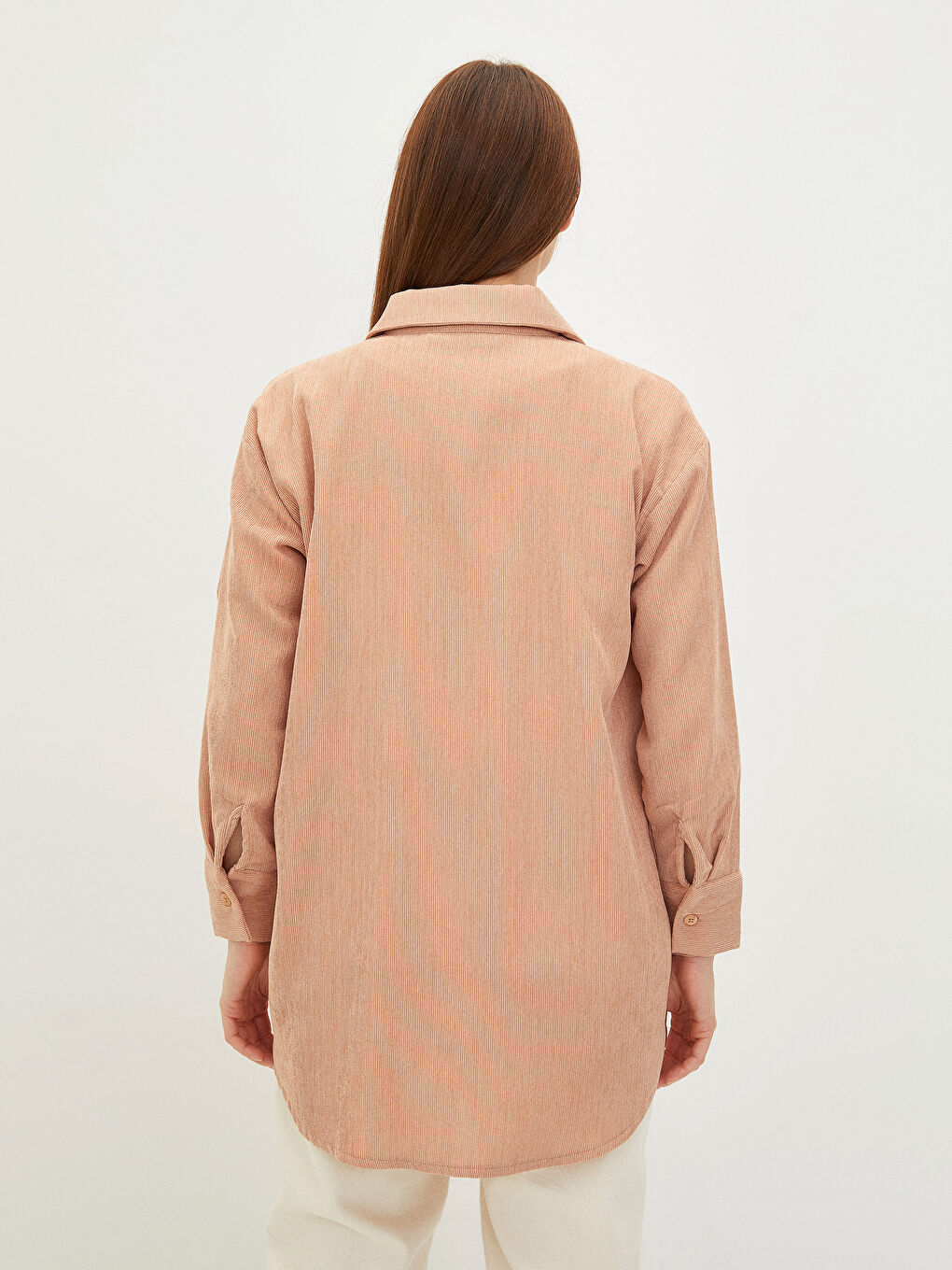 LCW Modest Plain Long Sleeve Oversize Velvet Women's Shirt Tunic -W1H036Z8-T3A