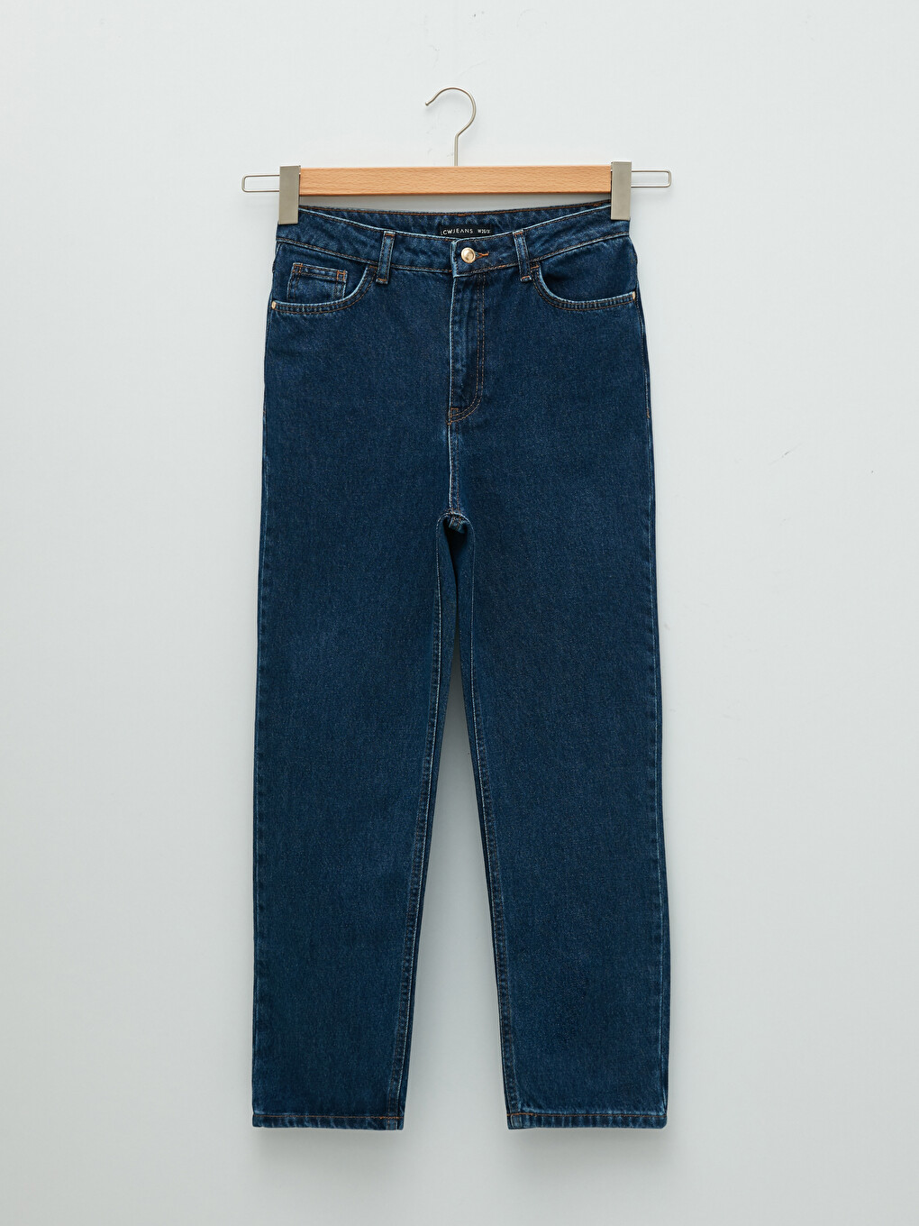 İndigo Yüksek Bel Mom Fit Kadın Jean Pantolon-6