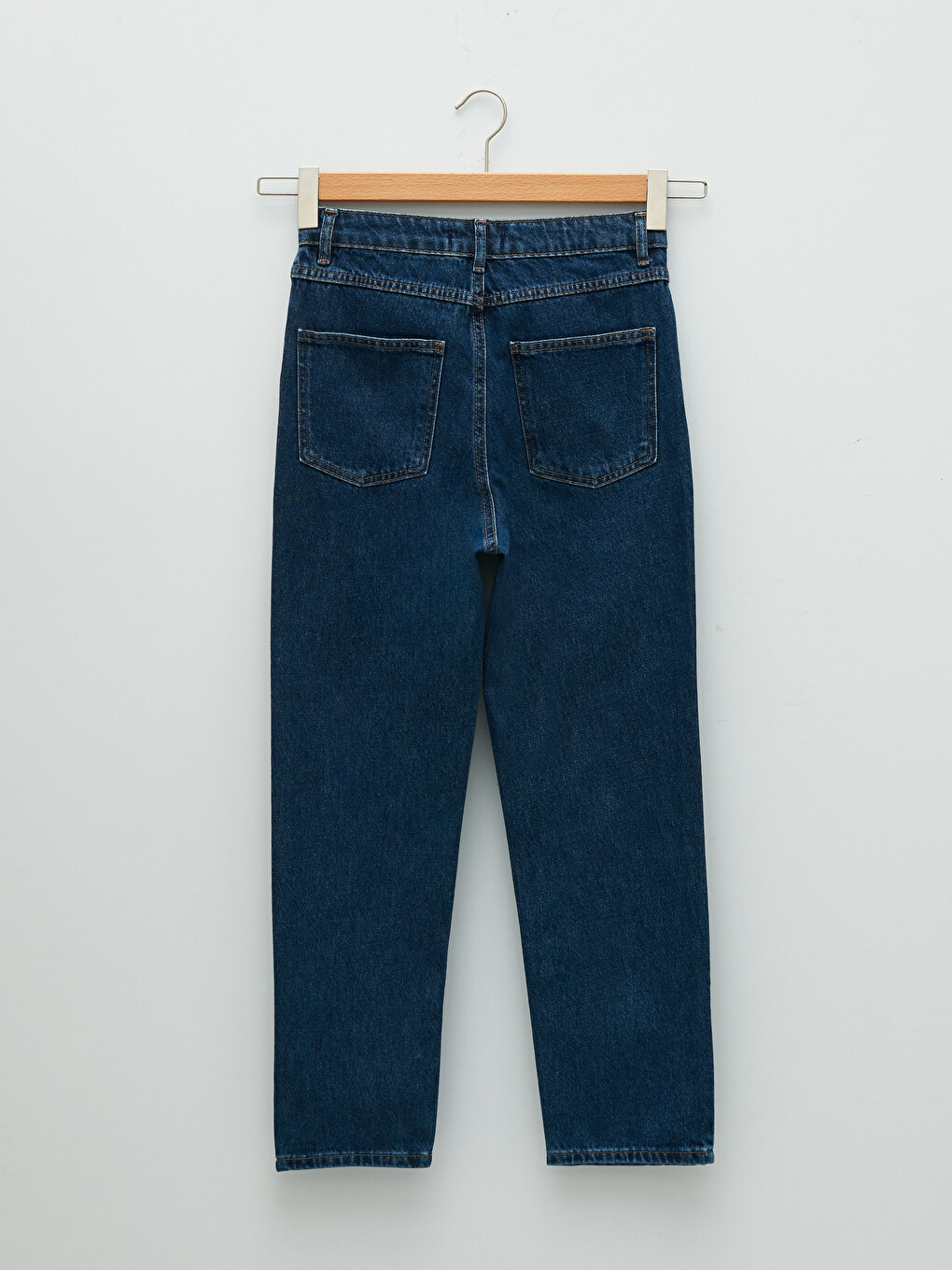 İndigo Yüksek Bel Mom Fit Kadın Jean Pantolon-7