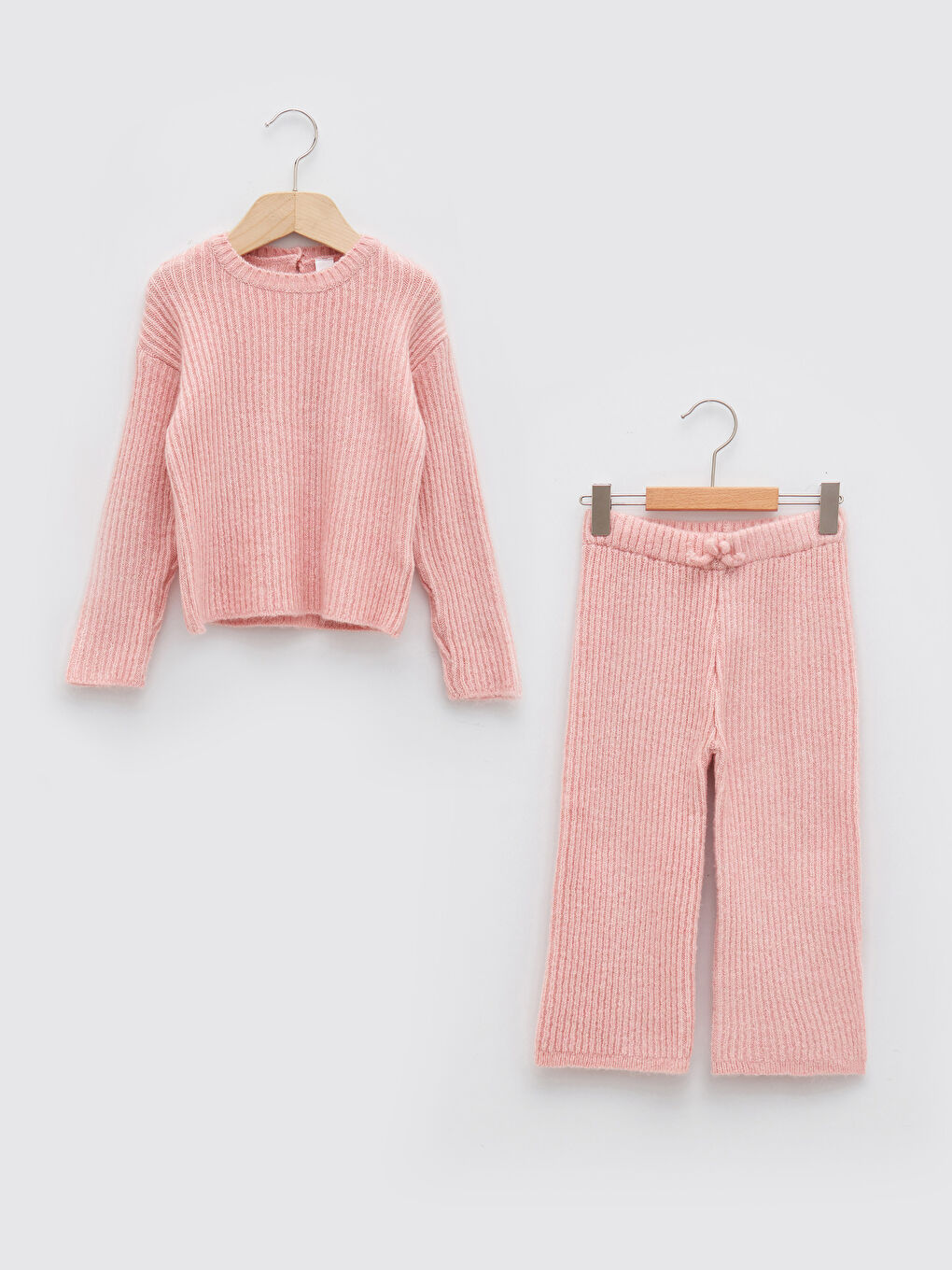 Crew Neck Long Sleeve Basic Baby Girl Knitwear Sweater and Trousers 2-Pack Set-3