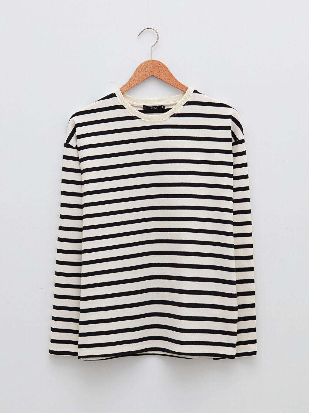 Crew Neck Striped Long Sleeve Cotton Women's Sweatshirt-5