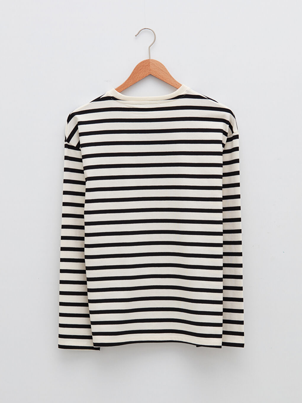 Crew Neck Striped Long Sleeve Cotton Women's Sweatshirt-6