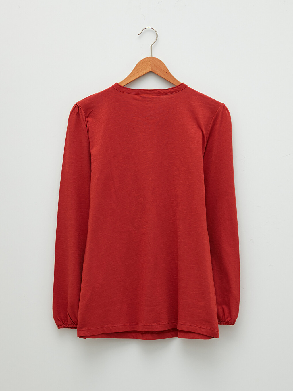 Crew Neck Embroidered Long Sleeve Cotton Women's Blouse-6
