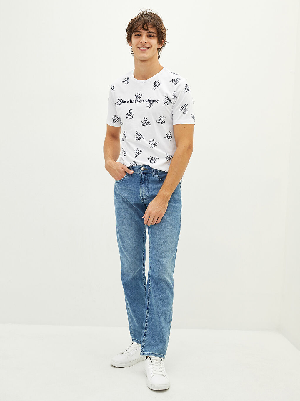 XSIDE Crew Neck Short Sleeve Printed Combed Cotton Men's T-shirt -W1H057Z8-Q6K