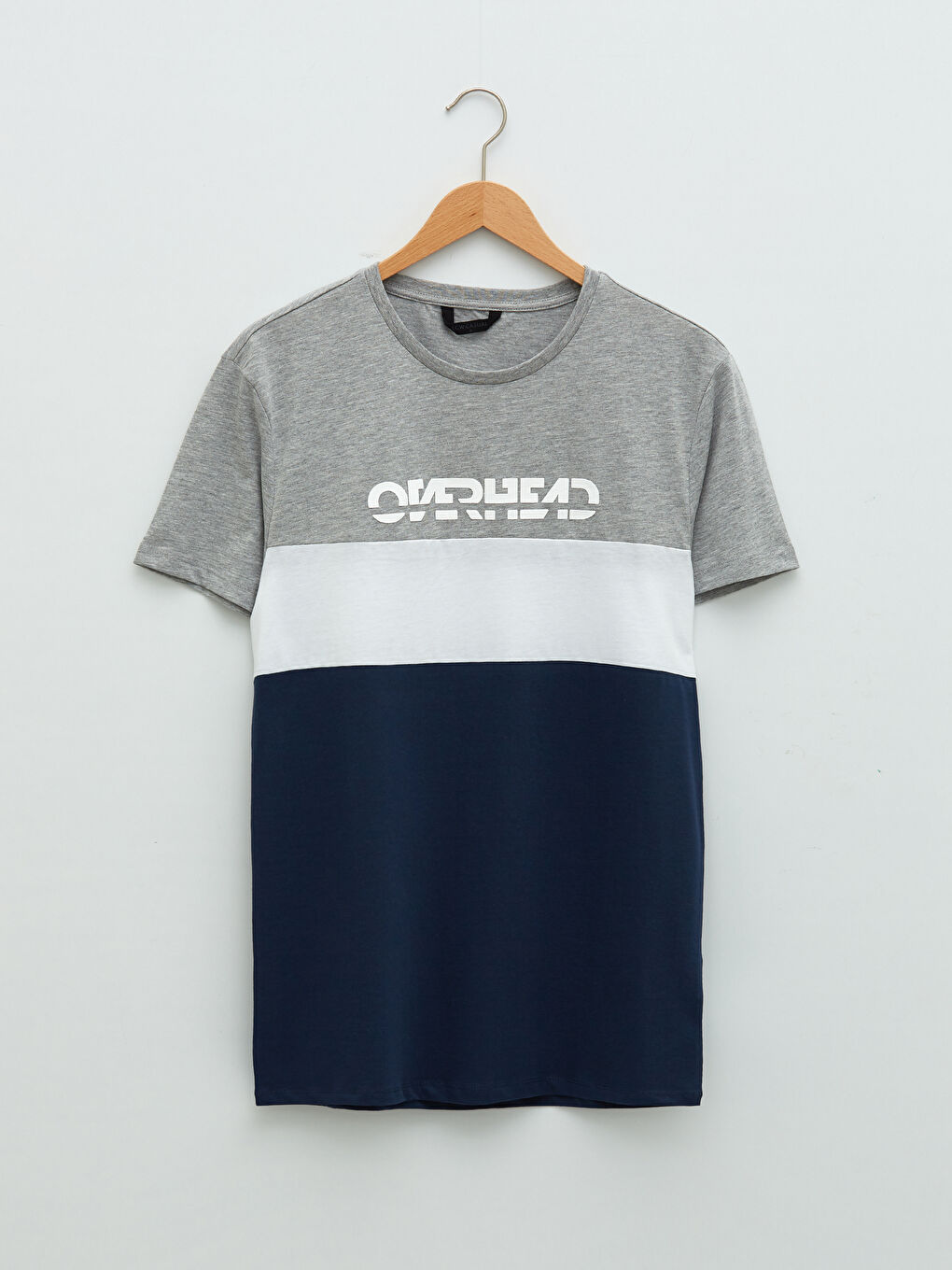 Lacivert Bisiklet Yaka Kısa Kollu Baskılı Penye Erkek Tişört-5