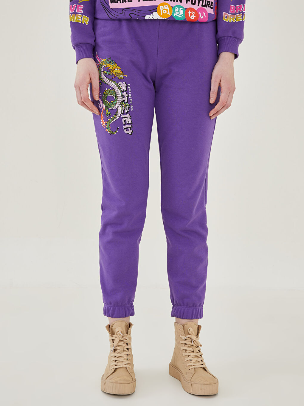 LCW Vision Beli Lastikli Baskılı Kadın Jogger Eşofman Altı -W1H076Z8-H7Q