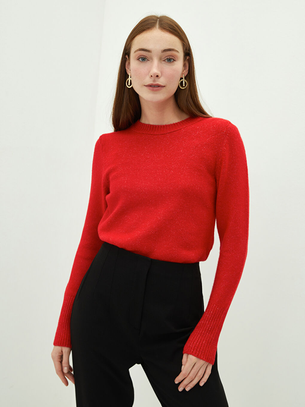 Rundhalsausschnitt Schlicht Langarm Damen Strickpullover-1