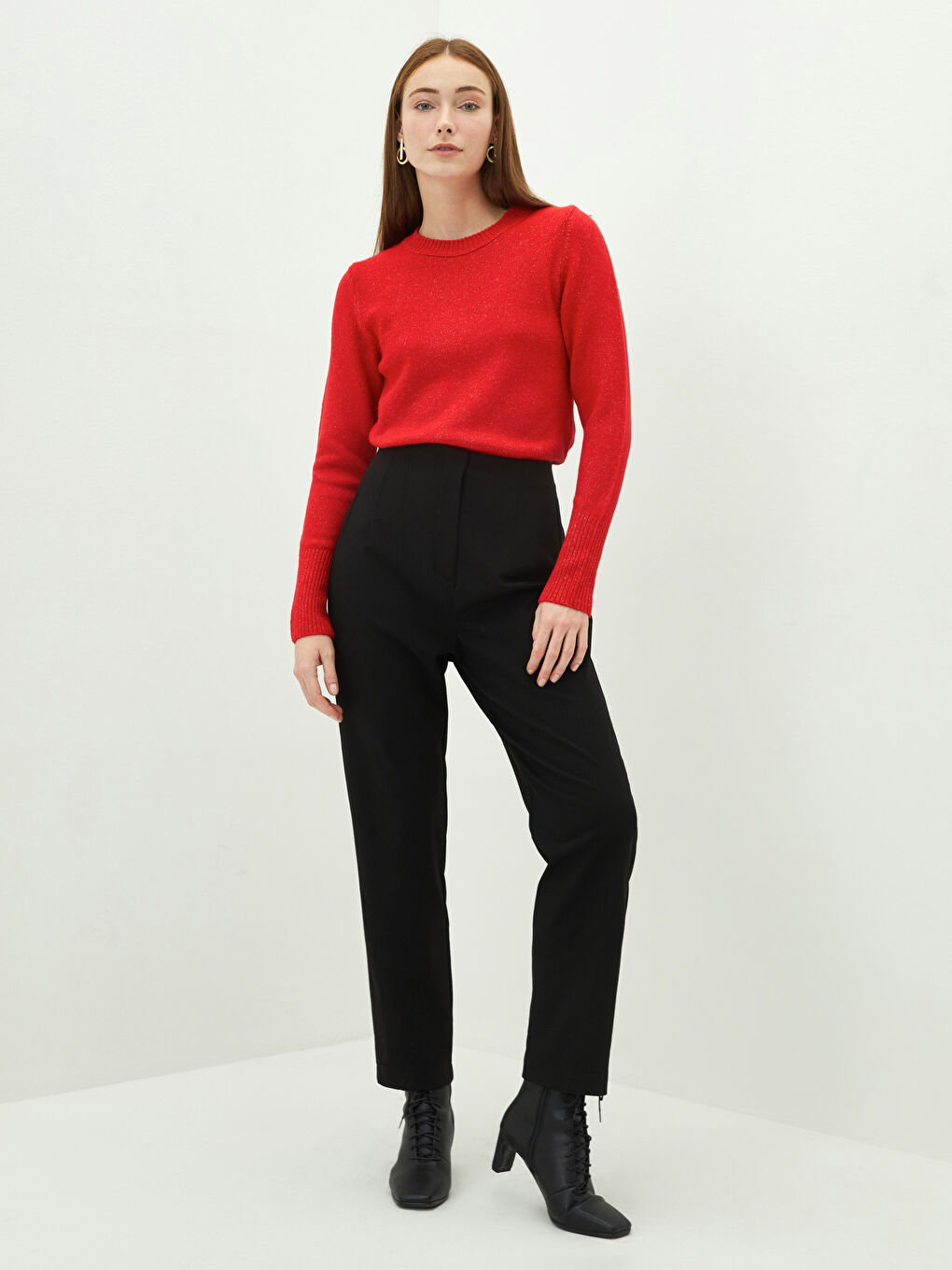 Rundhalsausschnitt Schlicht Langarm Damen Strickpullover-2