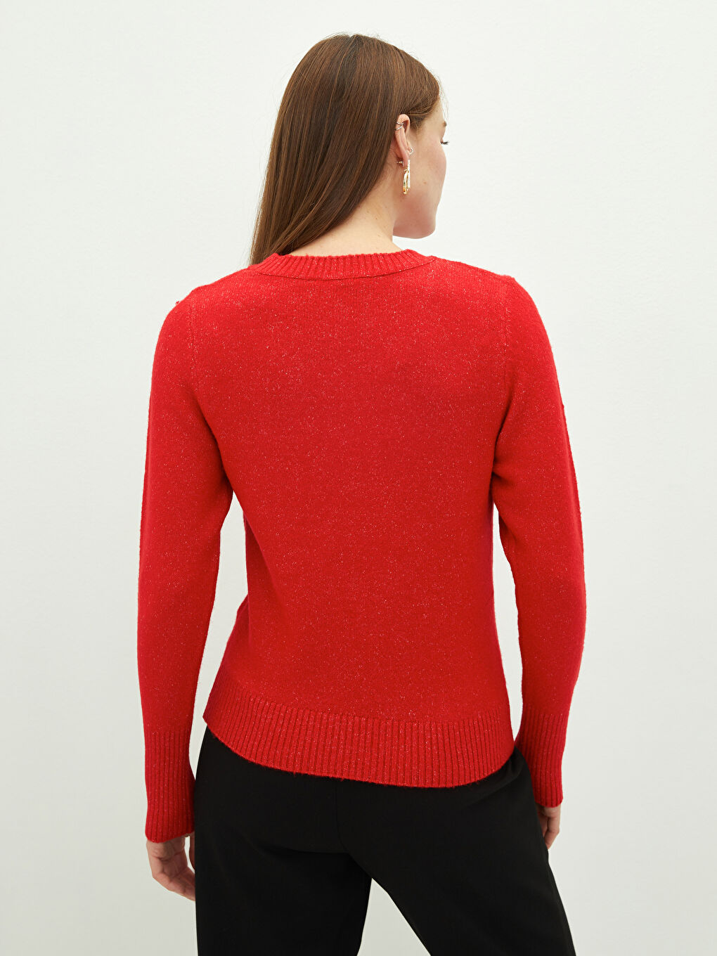 Rundhalsausschnitt Schlicht Langarm Damen Strickpullover-4