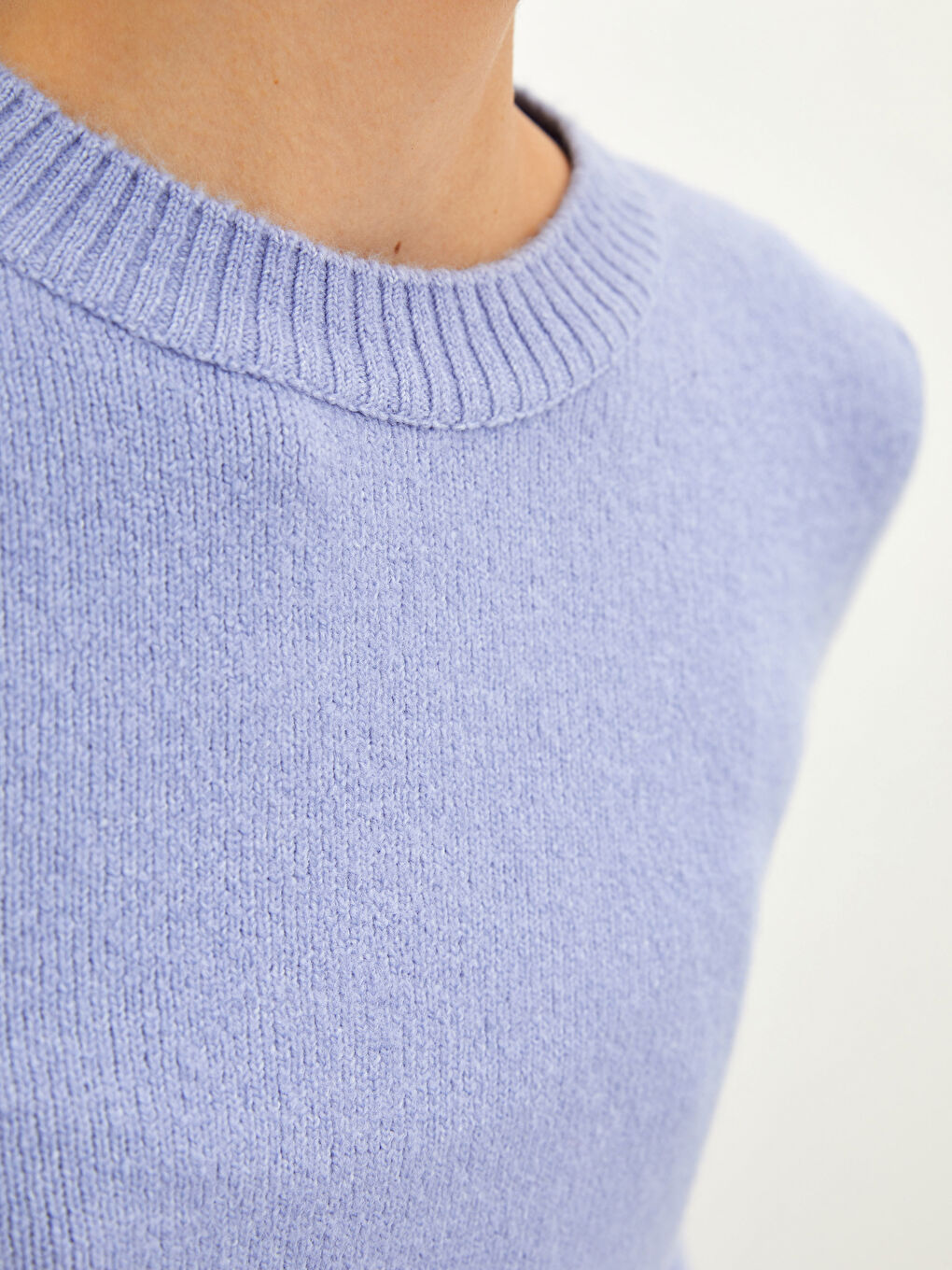 LCW Vision Rundhalsausschnitt Schlicht Langarm Damen Strickpullover -W1H098Z8-RUZ