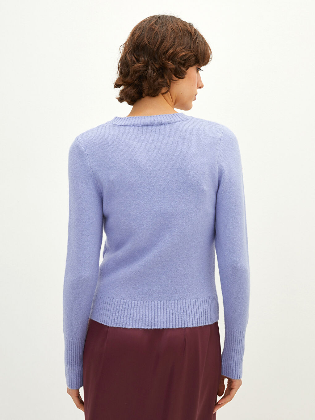 LCW Vision Rundhalsausschnitt Schlicht Langarm Damen Strickpullover -W1H098Z8-RUZ
