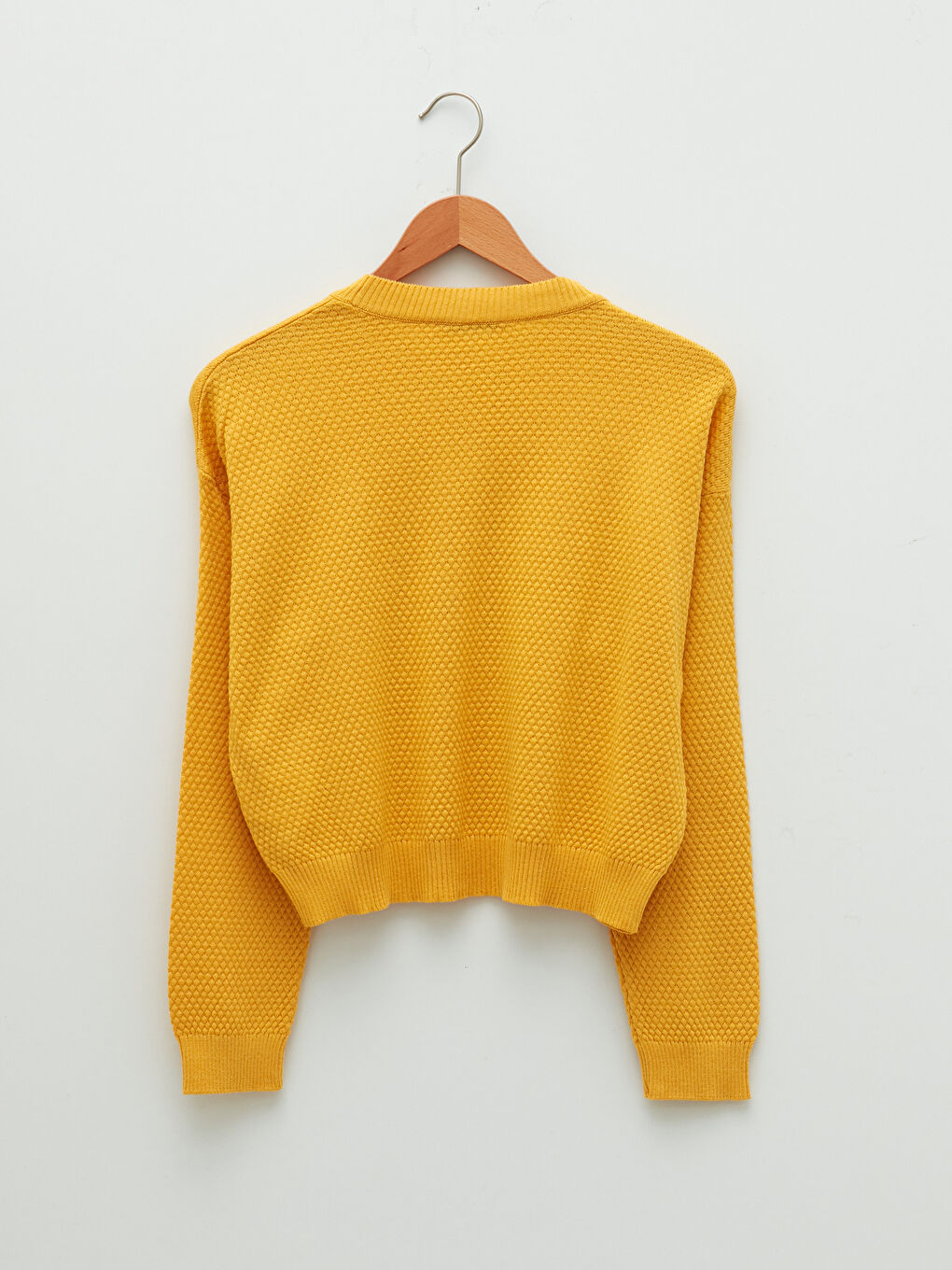 Crew Neck Self Patterned Long Sleeve Women's Knitwear Sweater-6