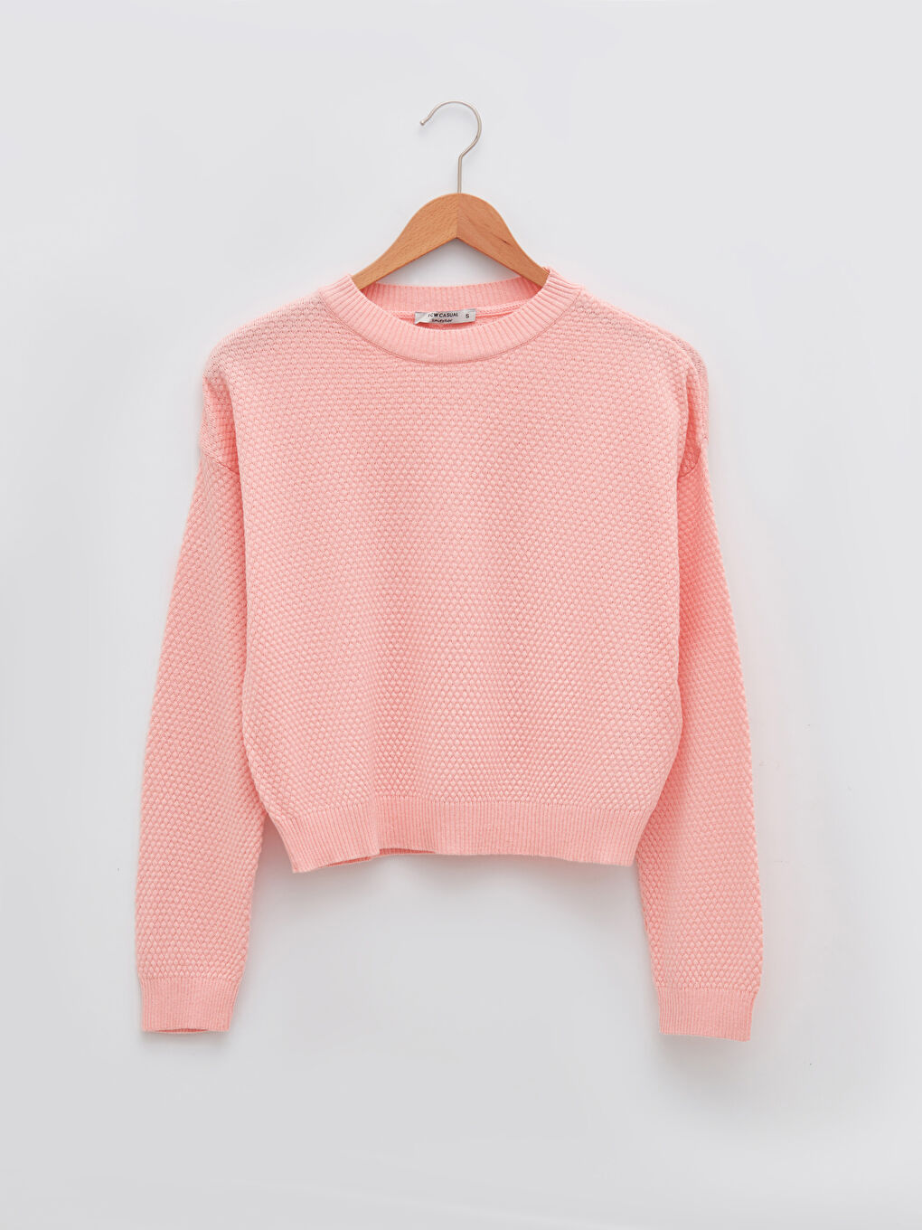 LCW Vision Crew Neck Self Patterned Long Sleeve Women's Knitwear Sweater -W1H107Z8-GHV