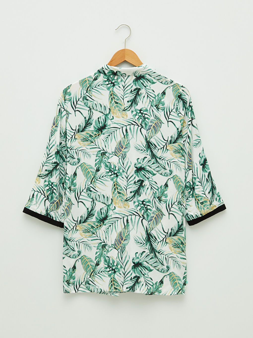 Buttoned Flower Long Sleeve Viscose Women's Shirt-6